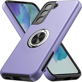 MMHUO for Samsung S21 FE Case,Dual Layer Military Grade Drop Protection Slim Samsung S21 FE Kickstand Case with Hidden Ring Holder Shockproof Phone Case for Samsung Galaxy S21 FE 5G(2022),Purple