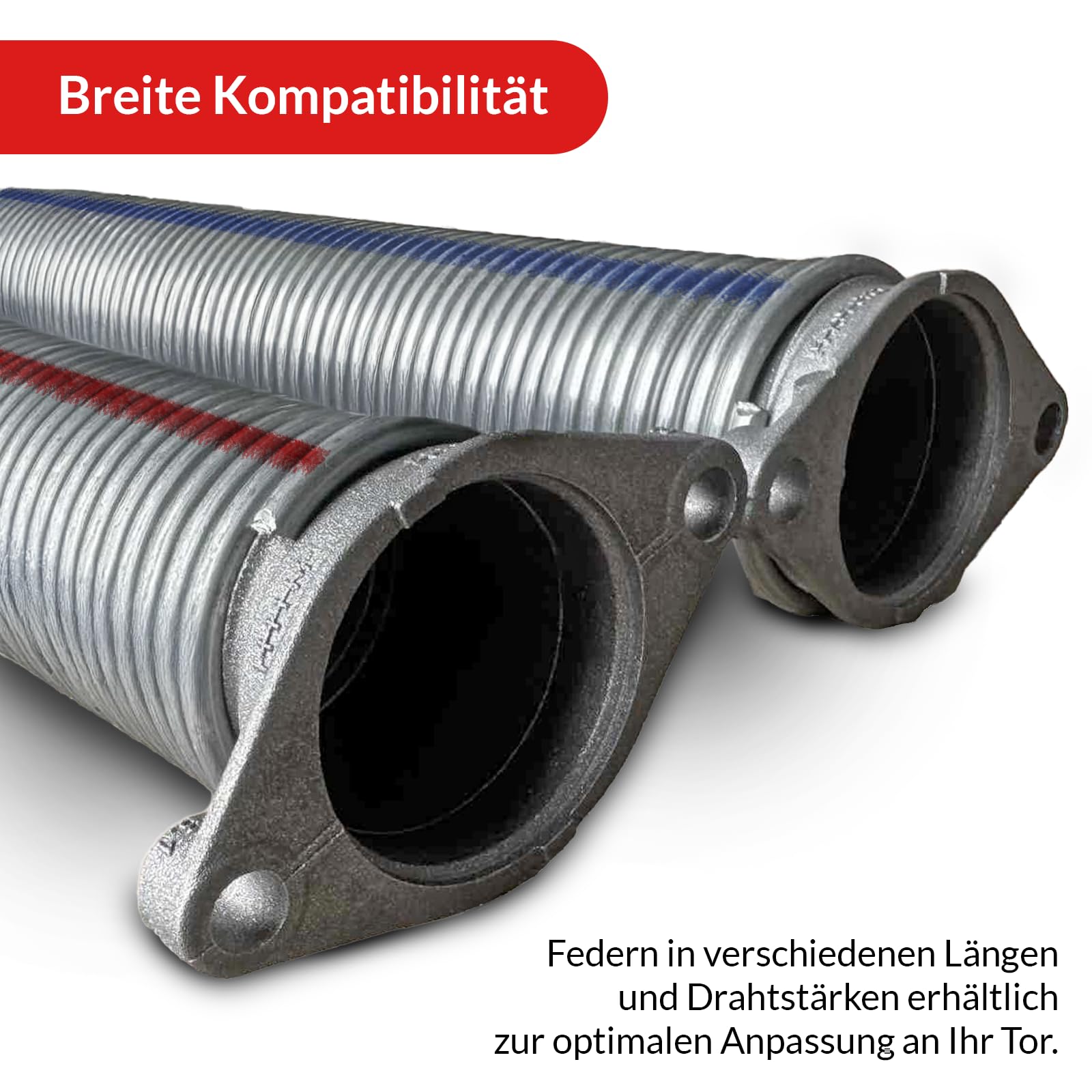 KASTOM Garagentor Torsionsfedern Set SPRINGSERVICE verzinkt 1 Paar Federn links rechts – Ersatzfedern Torfeder Satz + Zubehör – Größen 51 5,0–6,5 mm für Sektionaltor