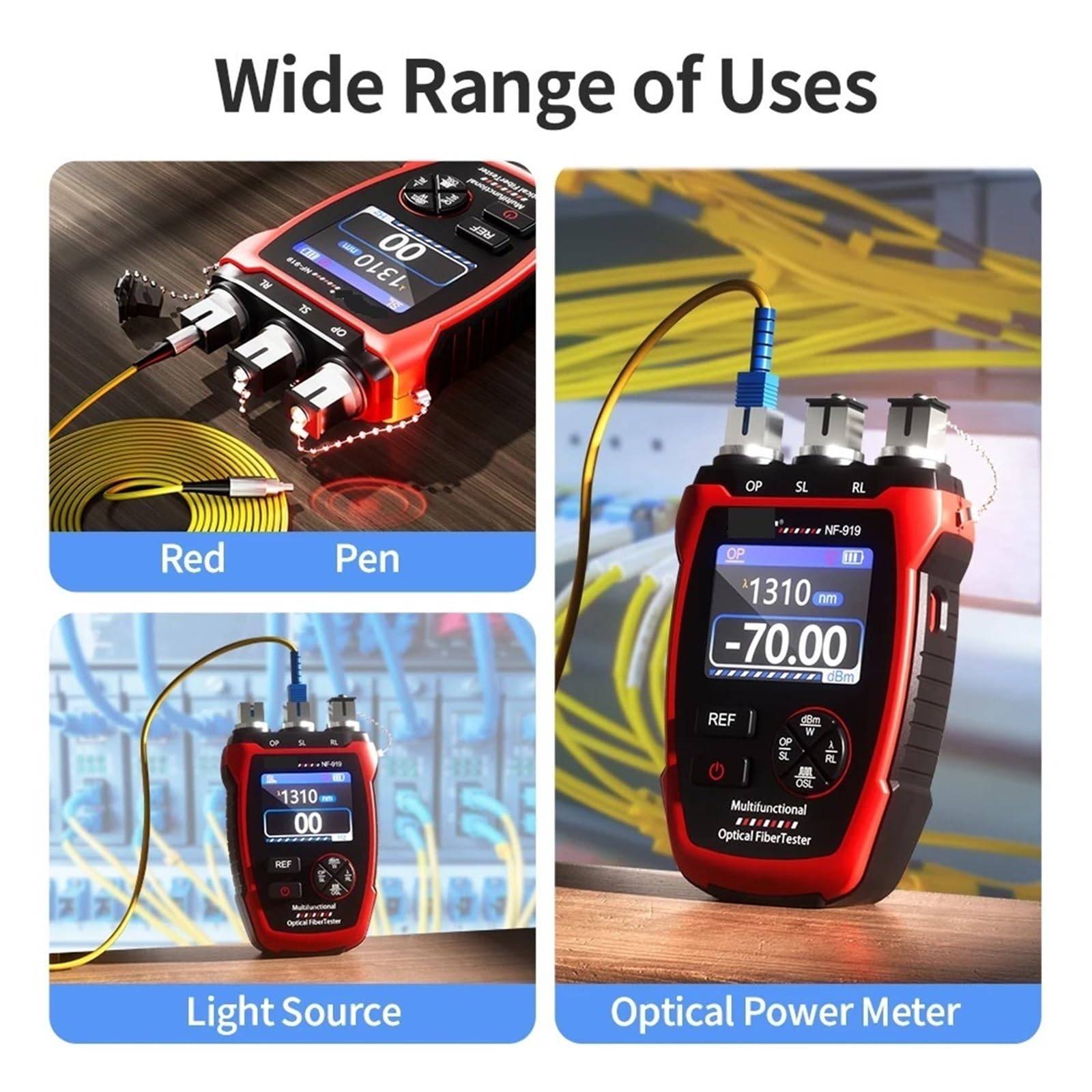 OTDR, NF-919 Optisches Leistungsmessgerät mit Lichtquelle, 6 Wellenlängen, Vfl Ref Sl, Visual Fault Locator, Lichtdämpfungsmessung