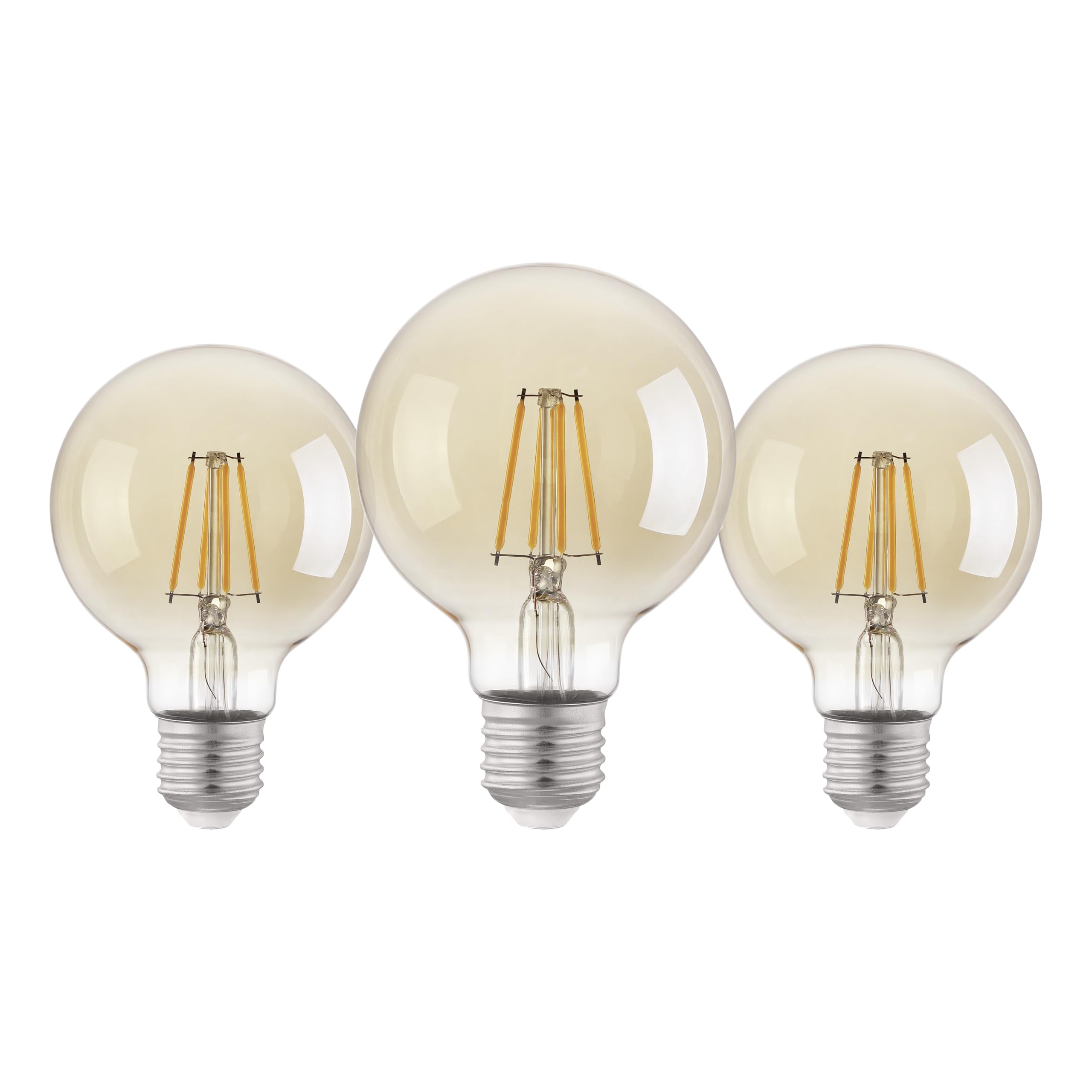 Eglo Set of 3 Filament led Light Bulbs, E27 Screw Bulbs, Edison Vintage Bulbs Amber, 4 watts Each