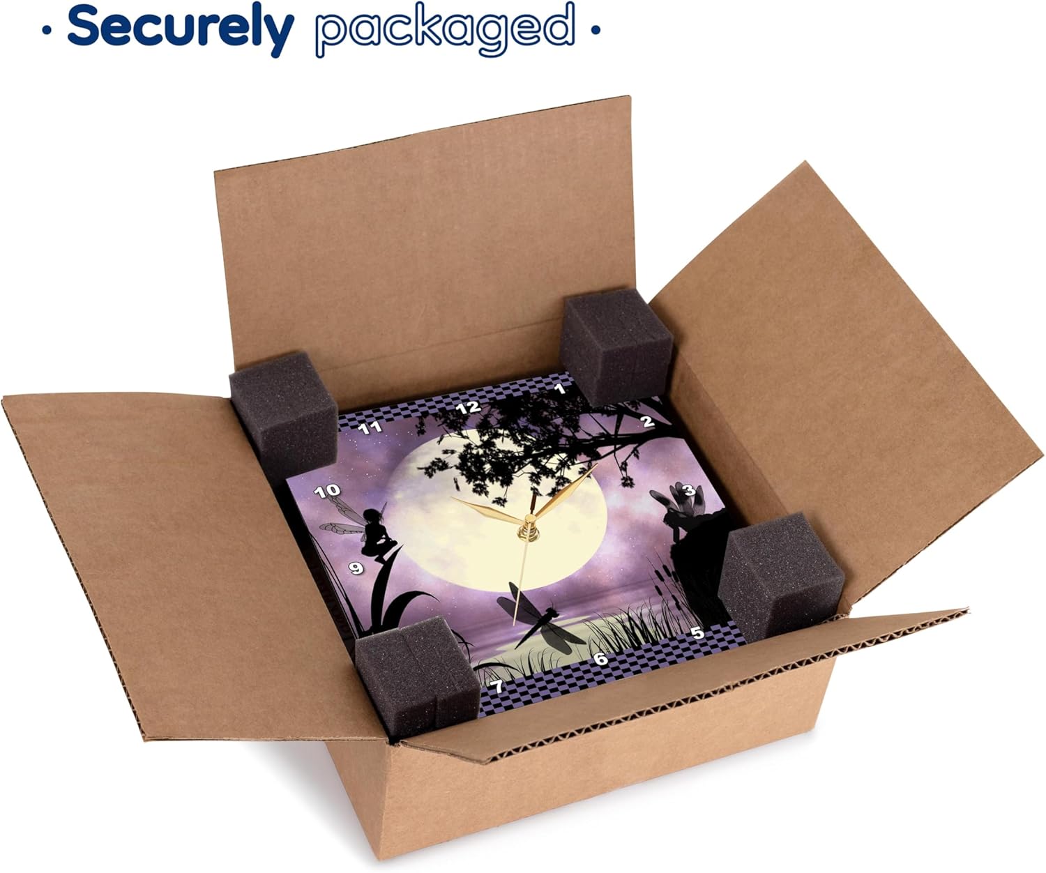 3dRose dpp_35668_3 Fairies and Dragonflies with an Purple Moon Wall Clock, 15 by 15-Inch