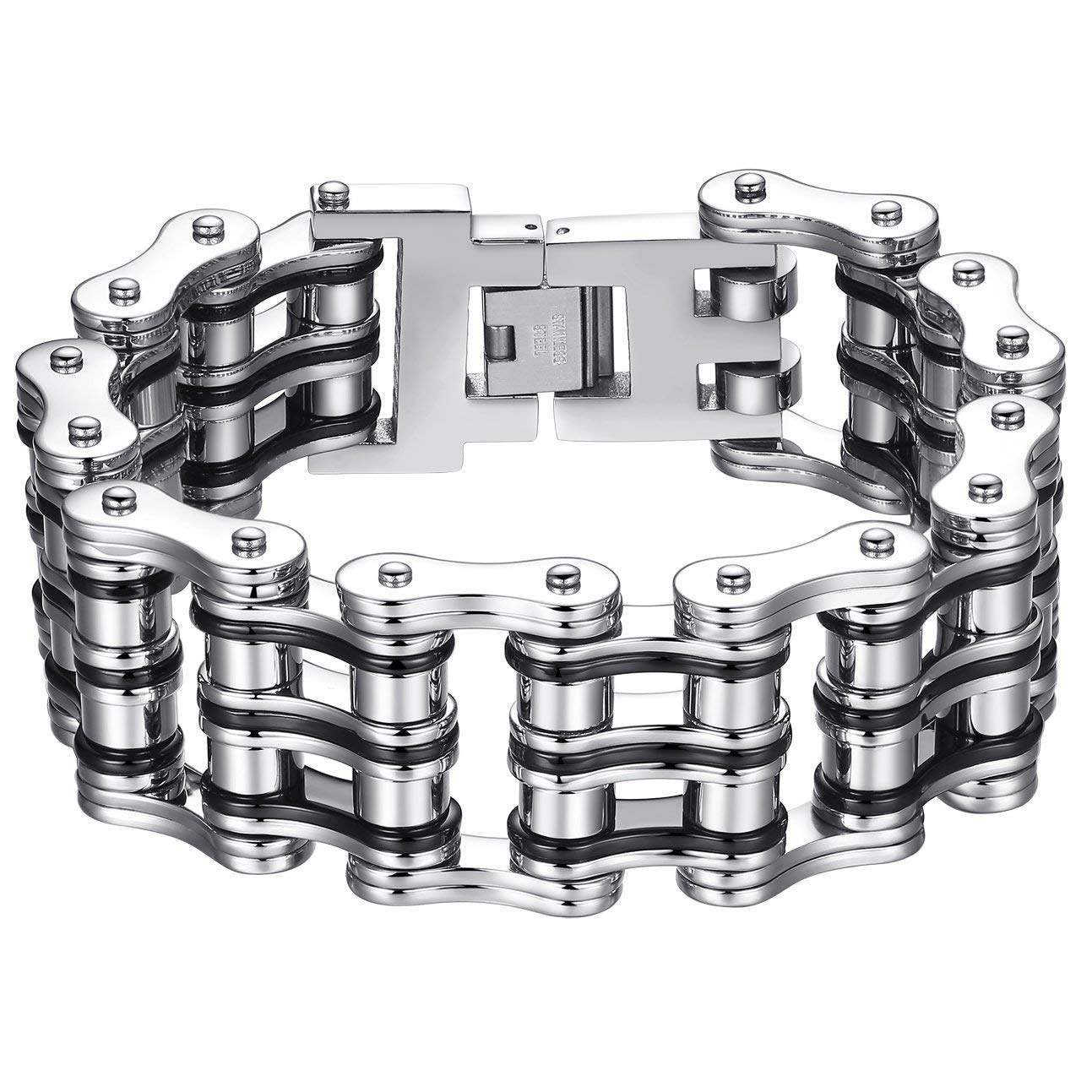 BMARTMen's Bracelet Motorcycle Chain Bracelet Mechanical Bracelet Bicycle Chain Bracelet 316L Stainless Steel Silver Chain Bracelet …
