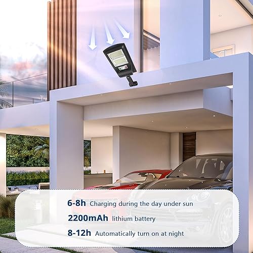 Miniatura 3 de 140 luces solares LED para exteriores, 3 modos, impermeables, inalámbricas, luces de inundación solares, lámpara con sensor de movimiento de gran