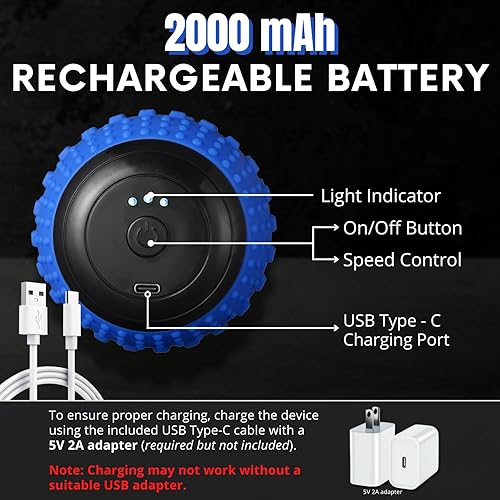 Miniatura 6 de ZeenKind Bola de masaje vibratoria de maní para fascitis plantar, alivio del dolor muscular con 4 velocidades, terapia de tejido profundo para