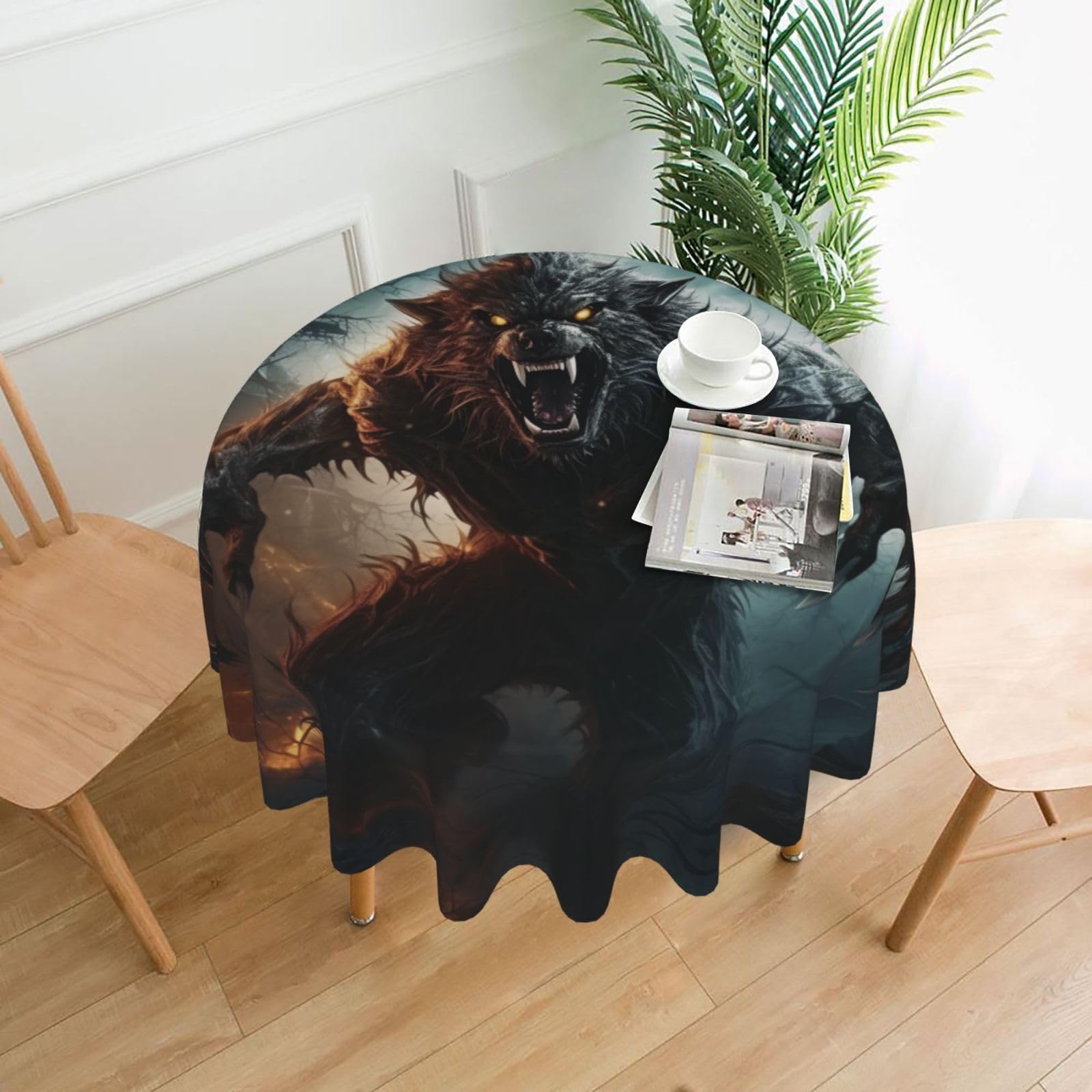 Nappe loup-garou 152 cm imprimée décorative pour table de restaurant et fête