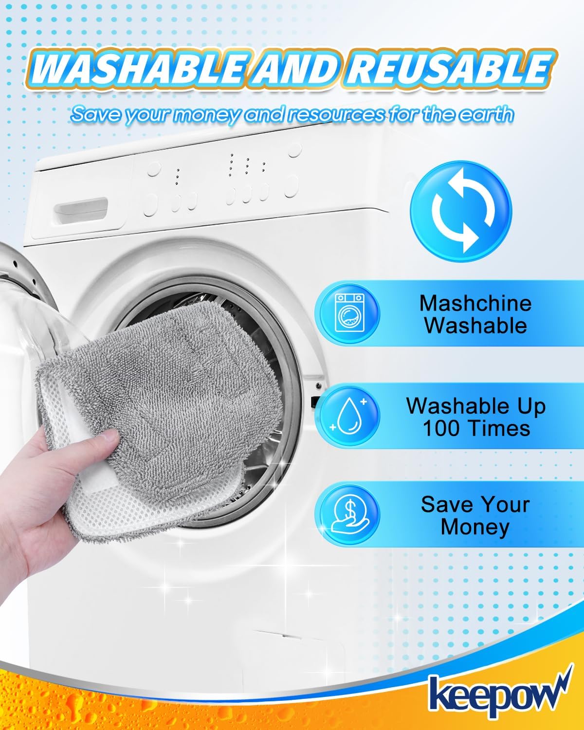 KEEPOW Steam Mop Replacement Pads Compatible with GorFanty Steam Mop Model GF-6610B/GF-6610