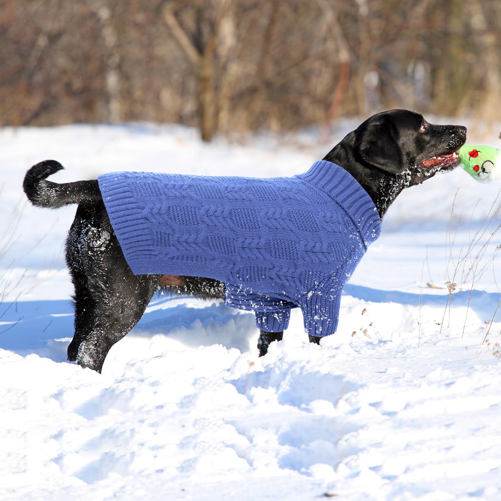 ASENKU Hundepullover für große Hunde, Mädchen und Jungen, Rollkragenpullover, Winterbekleidung für Dobermann, Dogge (Blau, Größe 3XL)