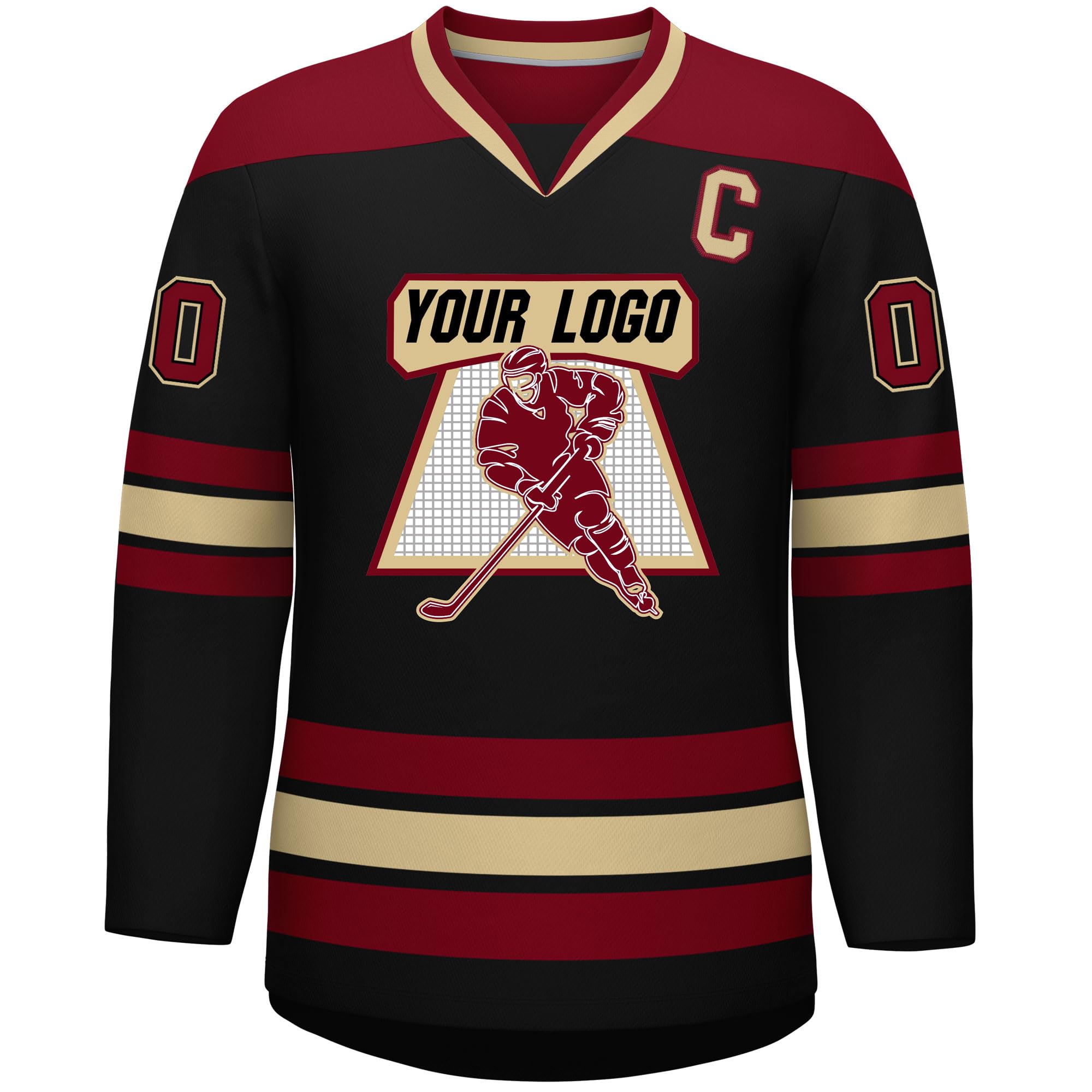 Custom Hockey Jersey Stitched or Printed Name Number V-Neck Athletic Jersey