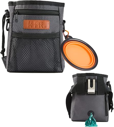 Bolsa de entrenamiento para perros que lleva fácilmente los juguetes de las mascotas, dispensador integrado de bolsas de excremento de 3 formas de