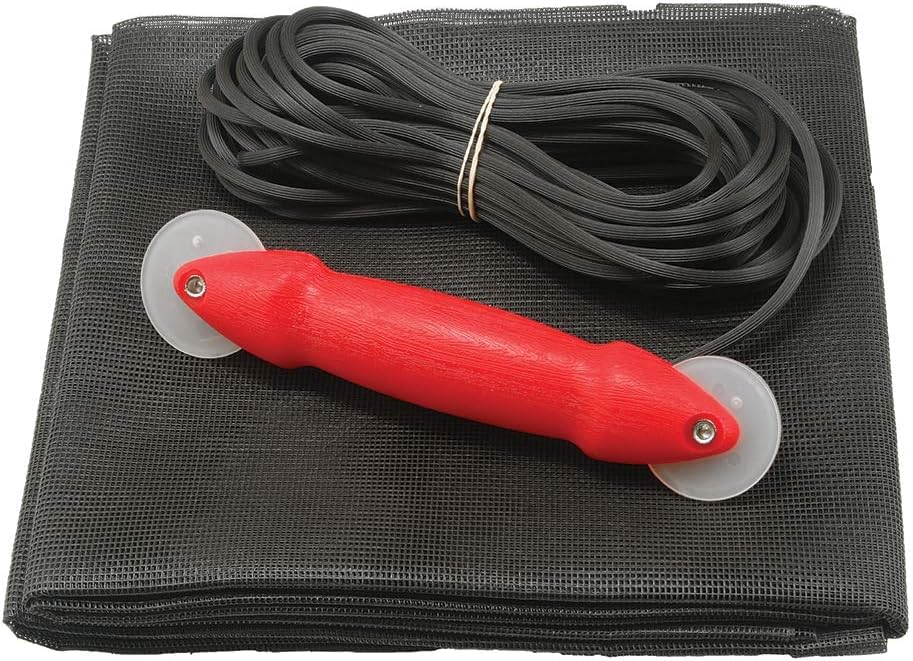 Image of Prime-Line P 7515 Screen Door Repair Kit with Rolling Tool - Replace the Screen on Windows or Patio Doors, 36 in. x 84 in. Charcoal Fiberglass Cloth and Black Spline (1 Kit) (Pack of 10)