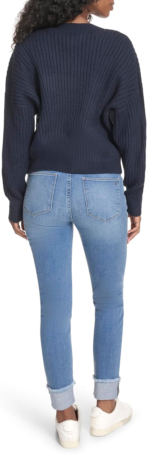 Tommy Hilfiger Womens Solid Cable Crewneck Bobbi Pullover Sweater - Image 4