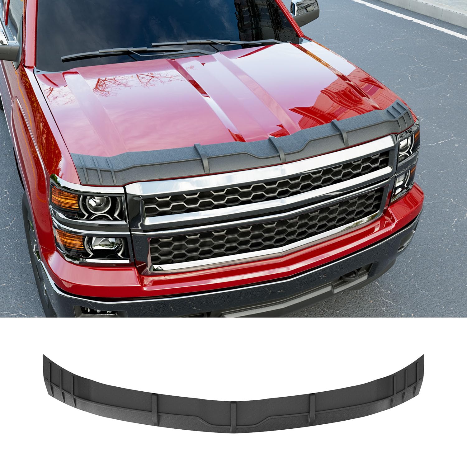 Hood Protector Compatible with 2014-2015 Chevy Silverado 1500 Hood Deflector Upgraded TPE Shield Replacement for 2014-2015 Chevy Silverado Accessories