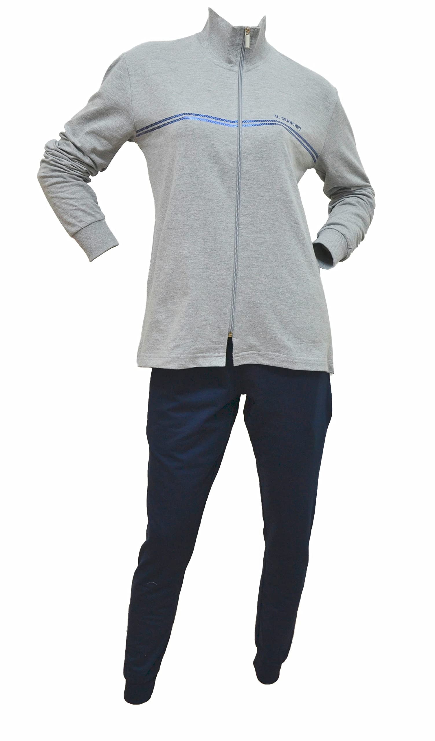 Il Granchio Tuta Donna Completa, Tuta Donna Estiva in 100% Cotone, Adatta Alle 4 Stagioni, Tuta Donna Sportiva, Grigio