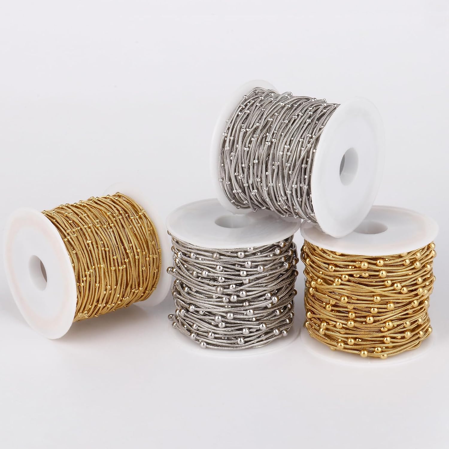 33 Feet Stainless Steel Snake Chains Roll, 1mm 304 Stainless Steel Round Satellite Snake Chain Bulk Spool for Jewelry Making DIY Craft - Image 6