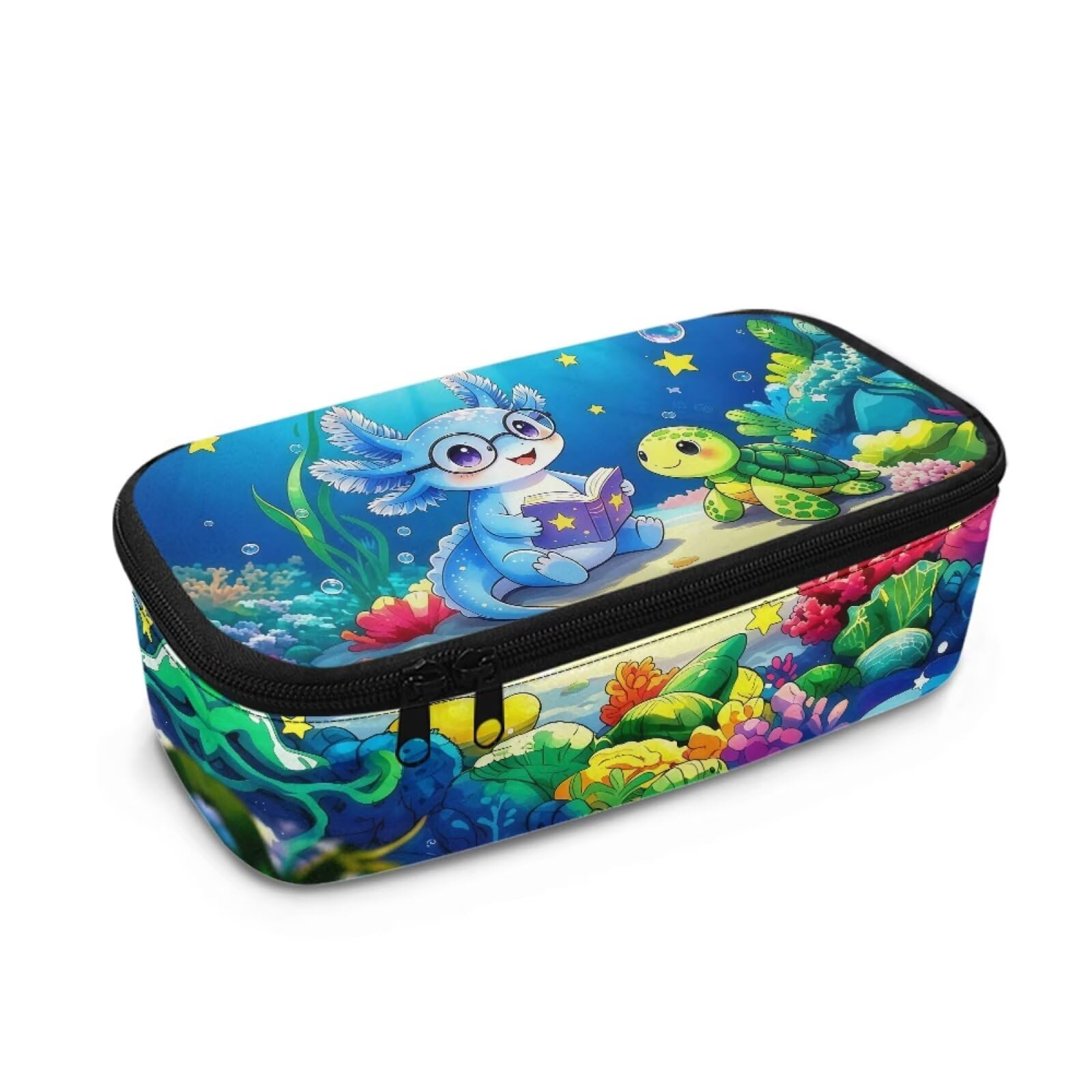 Dngkaoje Animal Sea Turtle Pencil Case for Little Boys Girls Large Capacity Zipper Pencil Box Axolotl Sea Turtle Pen Holder for School Supplies Stationary Organizer for Kingdergarten Primary — image 1