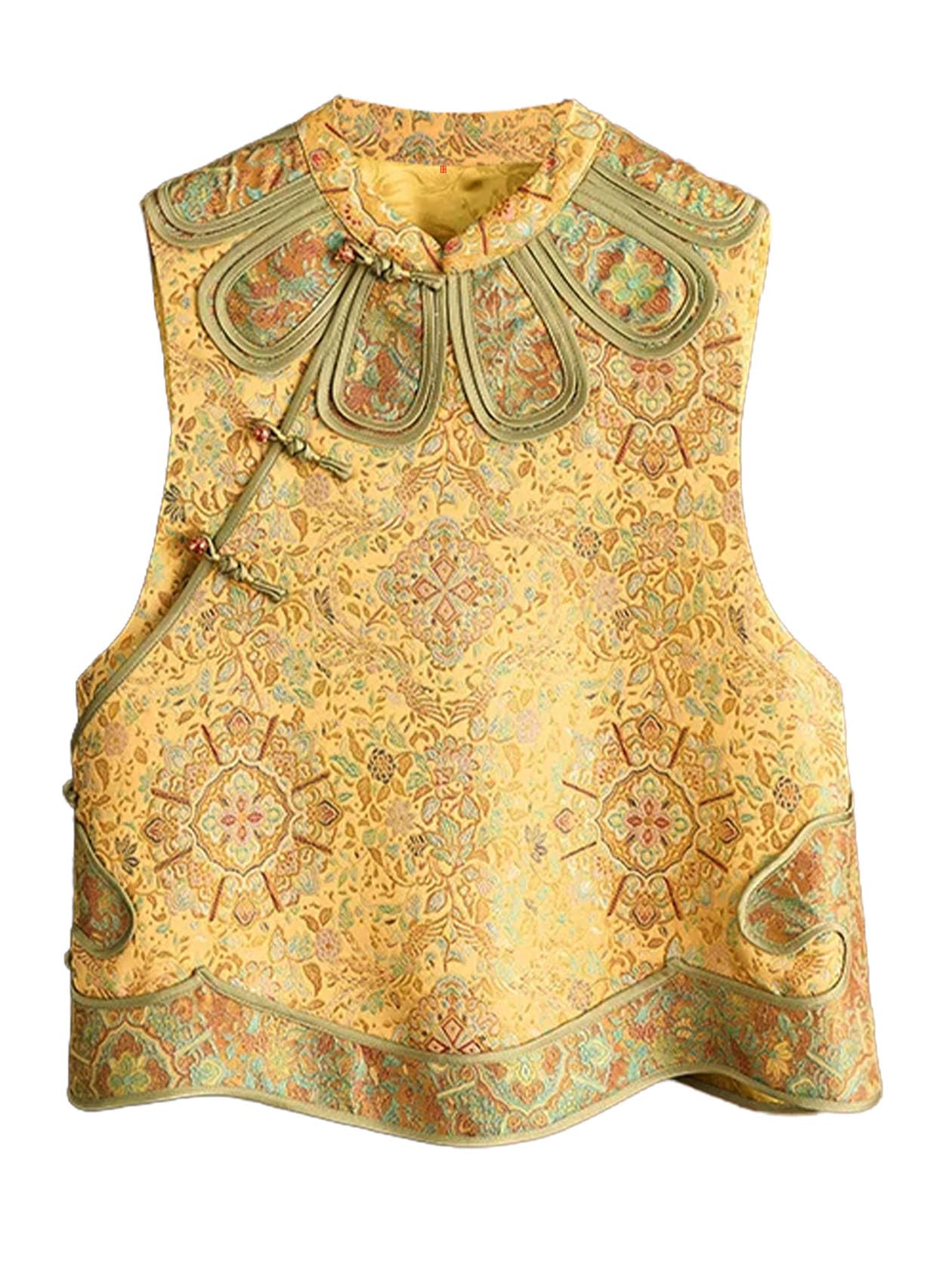 Chaleco de brocado de seda mujer HangErFeng floral sin mangas 619 elegante 6