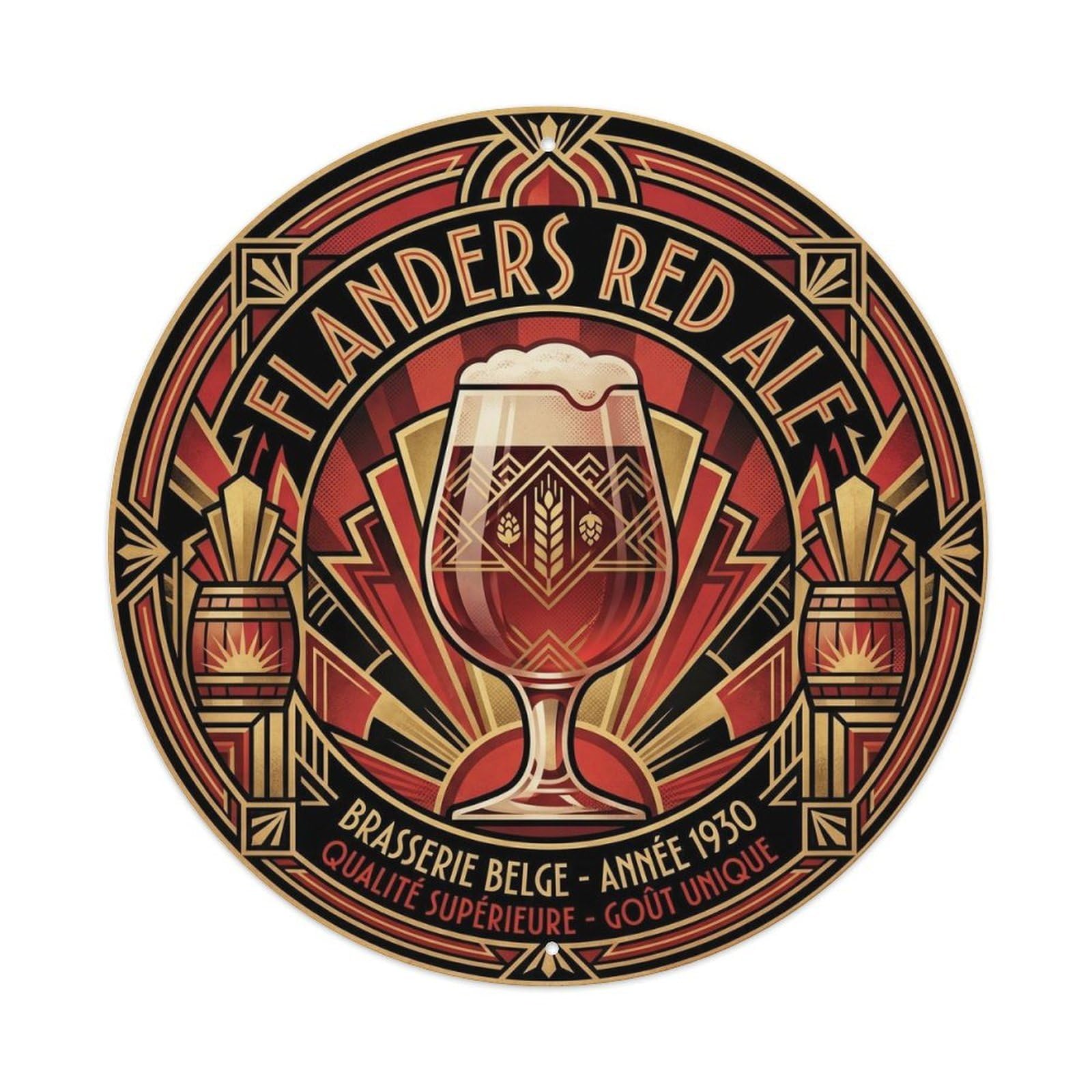Belgian Flanders Red Ale Sour Cellar Brew Beer Stein Metal Tin Sign