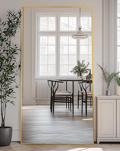 Miniatura 10 de Antok Espejo de longitud completa, 41 x 81 pulgadas, espejo rect de longitud completa con soporte, espejo de piso de cuerpo completo, color negro