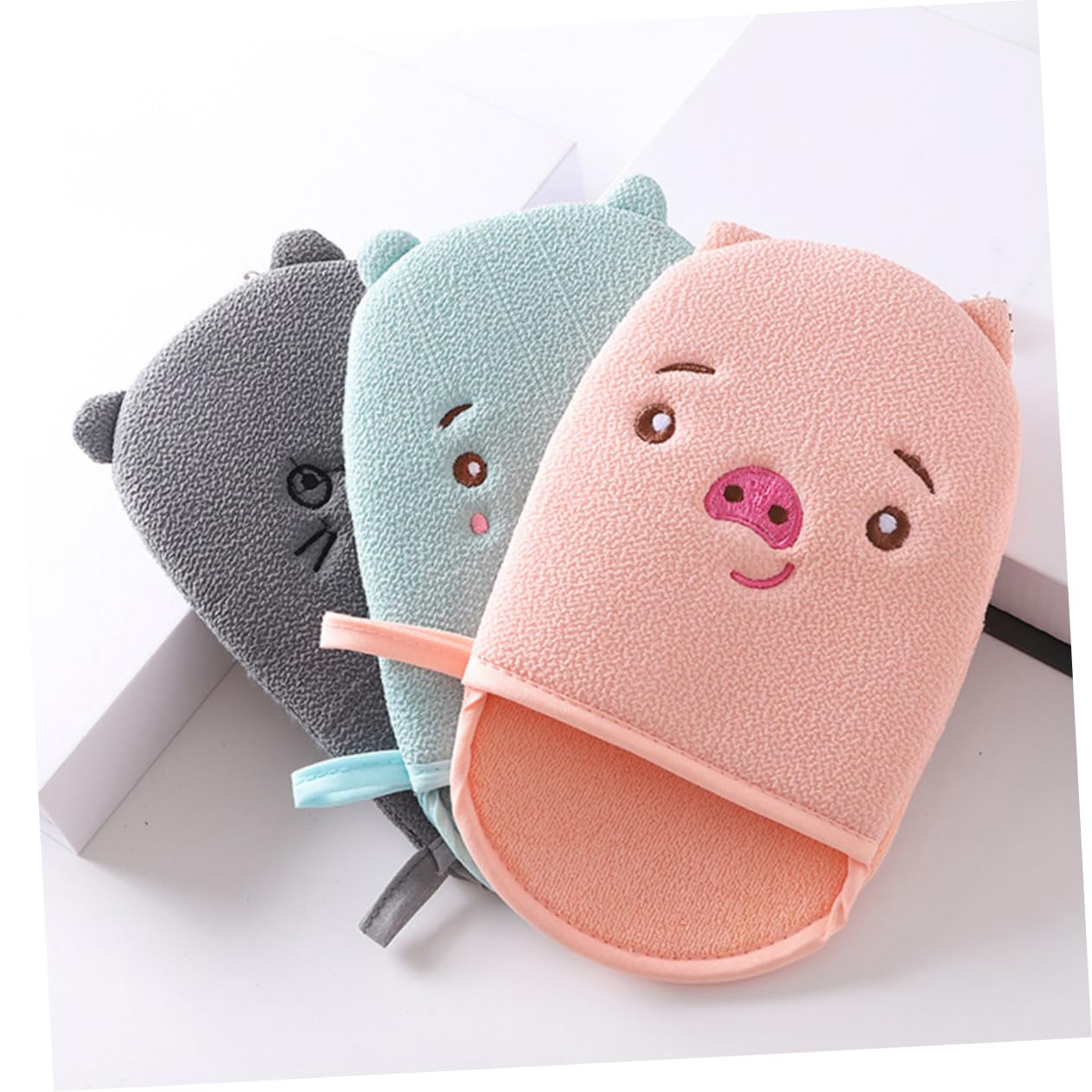 minkissy 9pezzi Esfolianti Per Doccia Per Profonda Cartoon Per Esfoliazione e Colori Grigio Blu Rosa