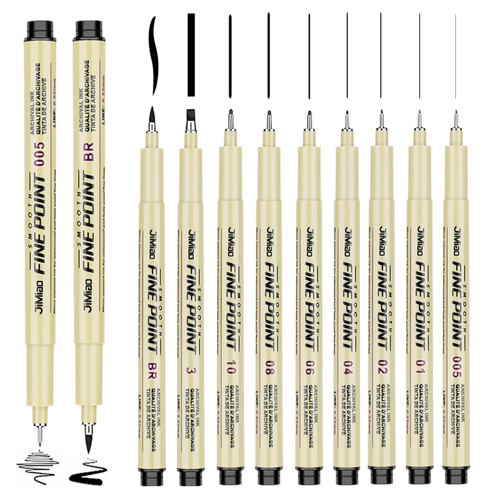 9PCS Stylo Noir Pointe Fine