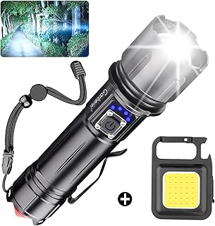 Garberiel 30w Powerful Long Distance LED Flashlight Rechargeable 8800 High Lumens Flash Light with Pen Clip - Waterproof Zoomable 5 Modes Handheld Bright Torch for Outdoor with Power Source
