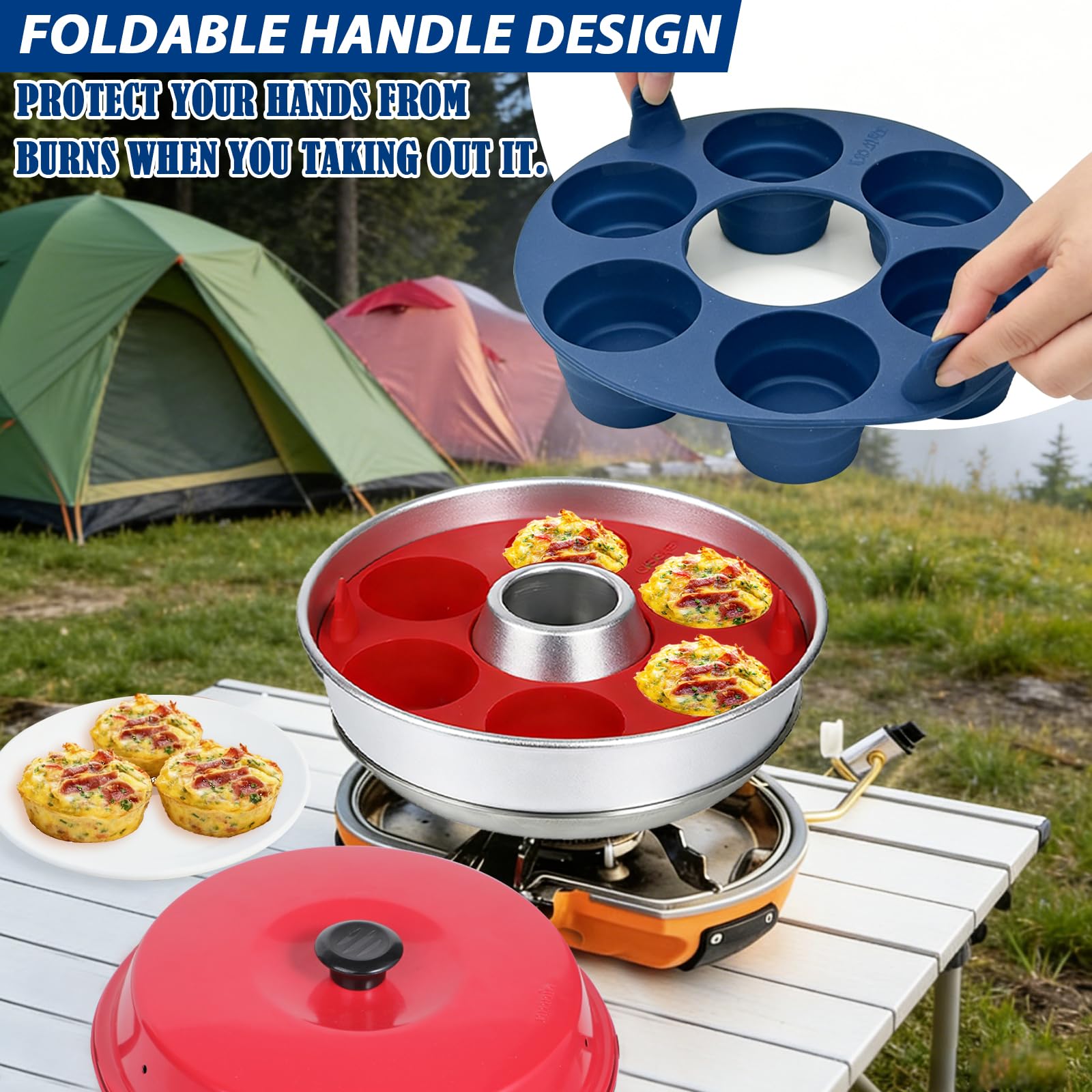 Kamehame Muffin Backform Silikon für Om-nia Muffinform Silikon 2 Stück Silikonbackform Rund Muffin Silikonform Muffinform für Campingbackofen