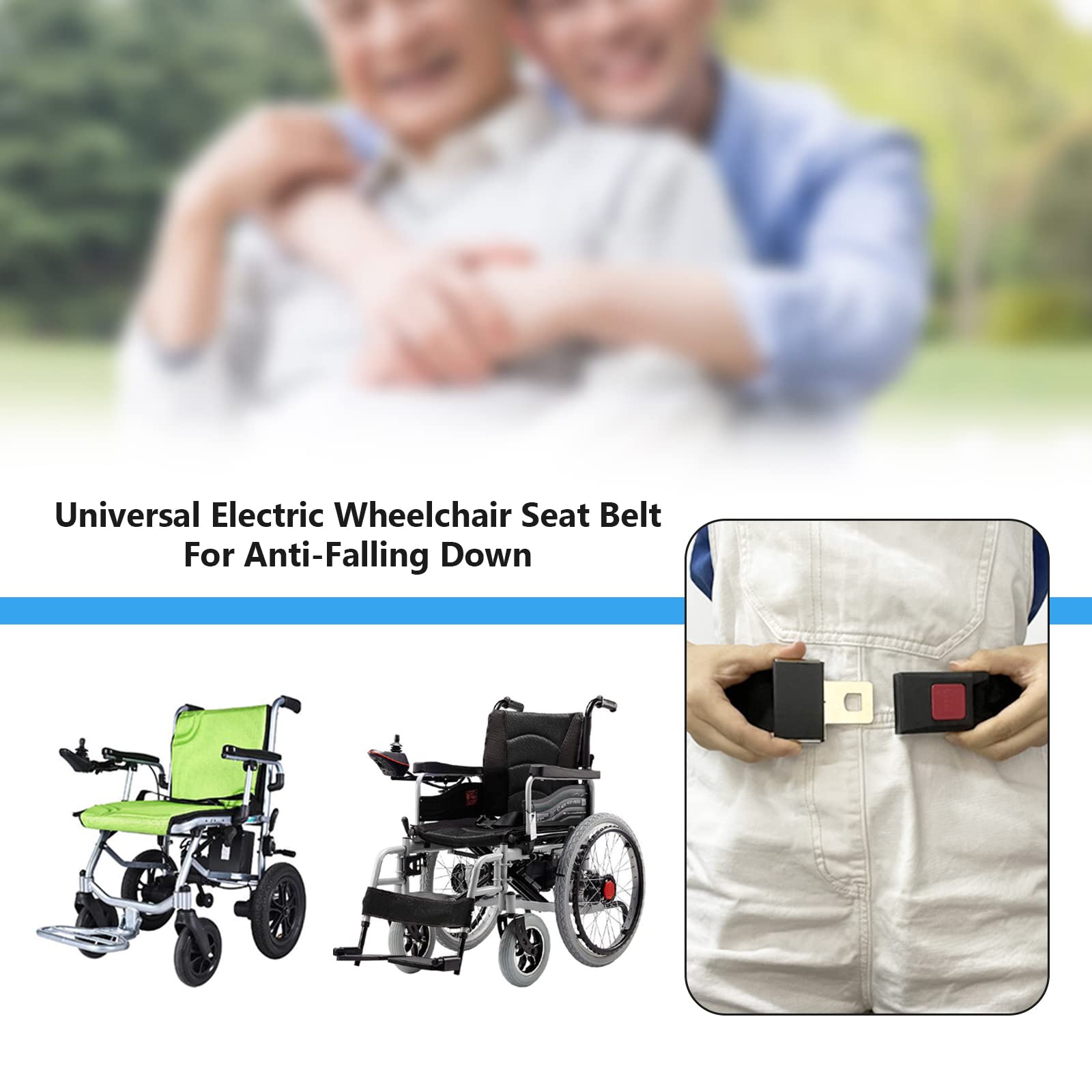 Cinturón de seguridad para silla de ruedas para ancianos, scooters eléctricos anticaídas, correa de repuesto para pacientes discapacitados, liberación rápida ajustable