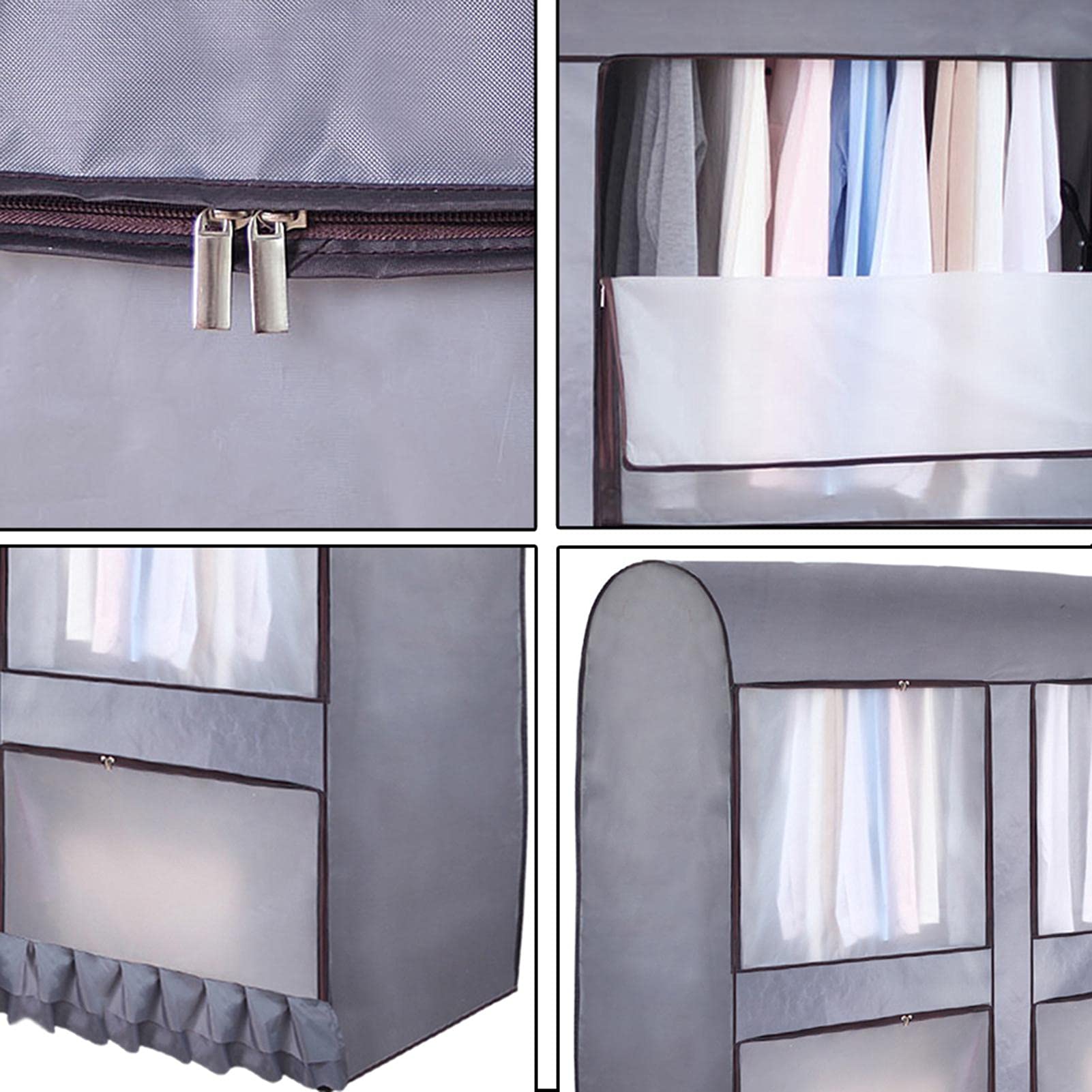 Staubschutz-Abdeckung Für Kleiderständer – 120 X 150 X 50 Cm, Grau, Mit Reißverschluss Und Sichtfenster, Aus PEVA/Oxford-Gewebe, Für Kleidung Und Schuhe
