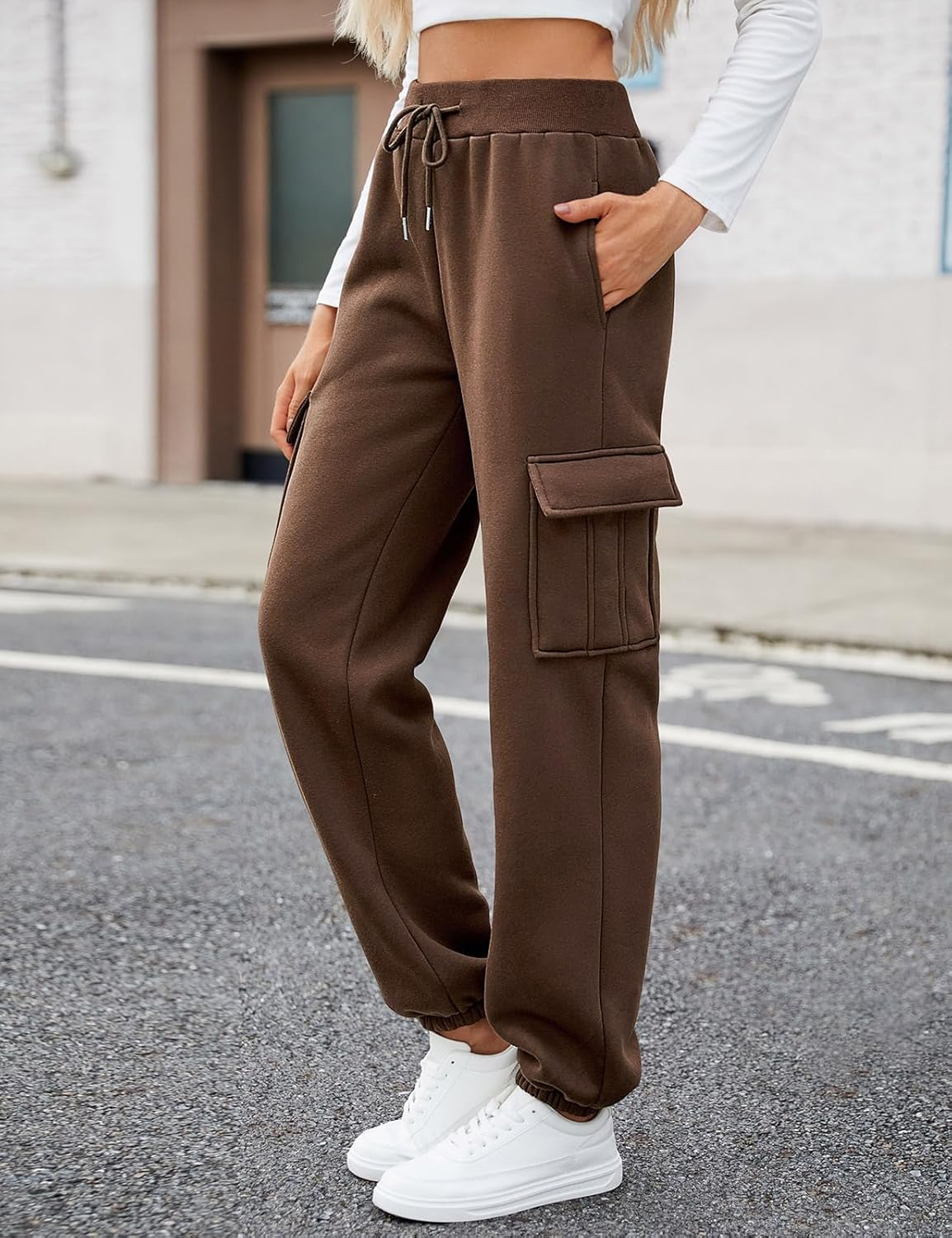 Lonya Joggers for Women Fleece Lined - Thermal Sherpa Sweatpants with Pockets Winter Warm Joggers Pant Tracksuit Jogging Bottoms High Waist Cargo Trousers Drawstring Workout Sport 4 71m1nSqUb0L. AC SL1500