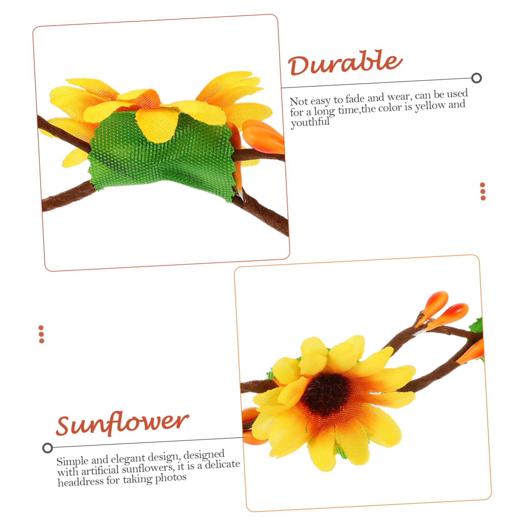 Lot de 2 Bandeaux Tournesol Fleurs en Tissu et Ruban Réglable, Accessoires Élégants pour Coiffure Bohémienne, Mariage ou Plage