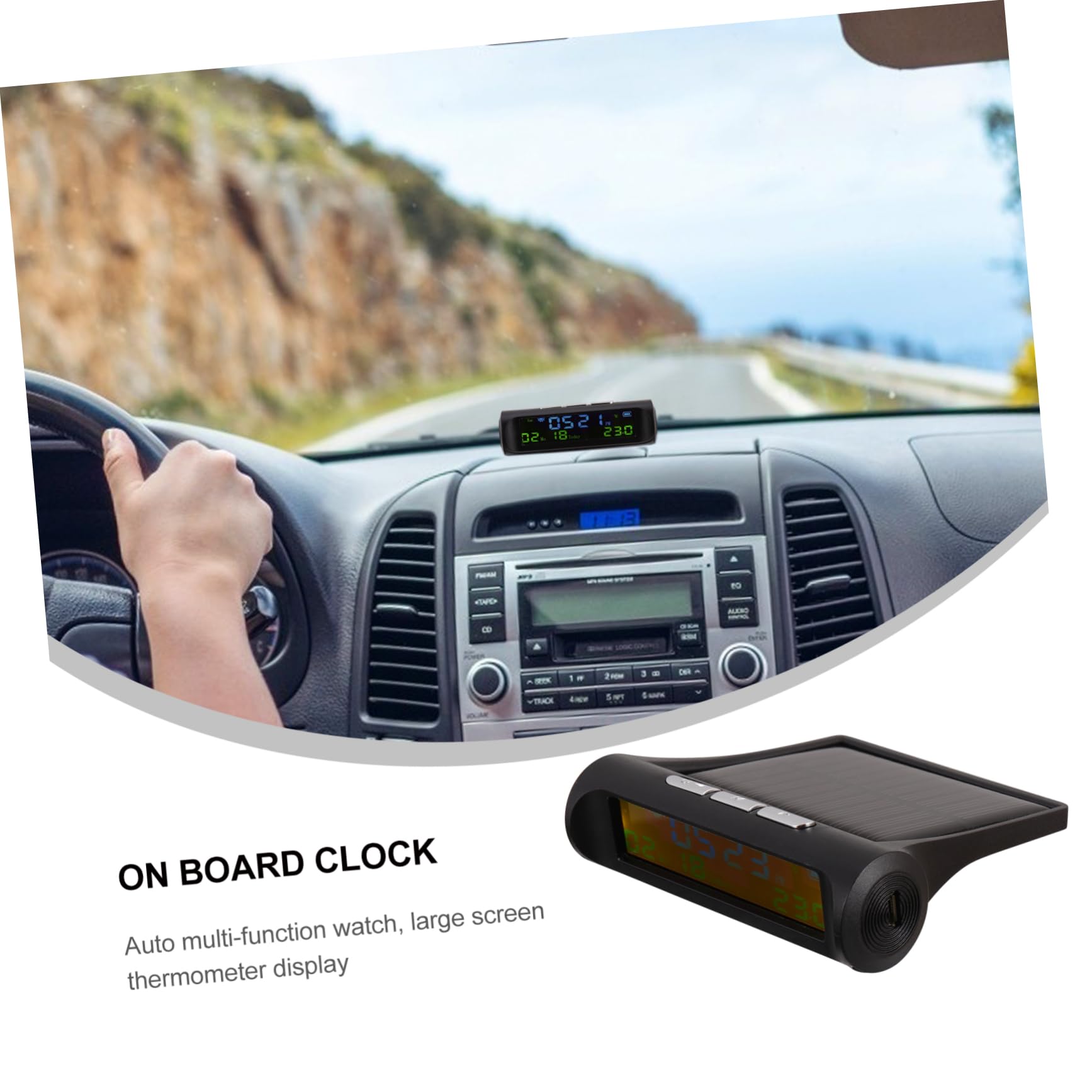 Mobestech 3piezas Reloj Digital Solar Para Coche Calendario y Pantalla Led Monitor De Temperatura y Presión De Neumáticos Compacto y Portátil Para Uso Interior y Exterior