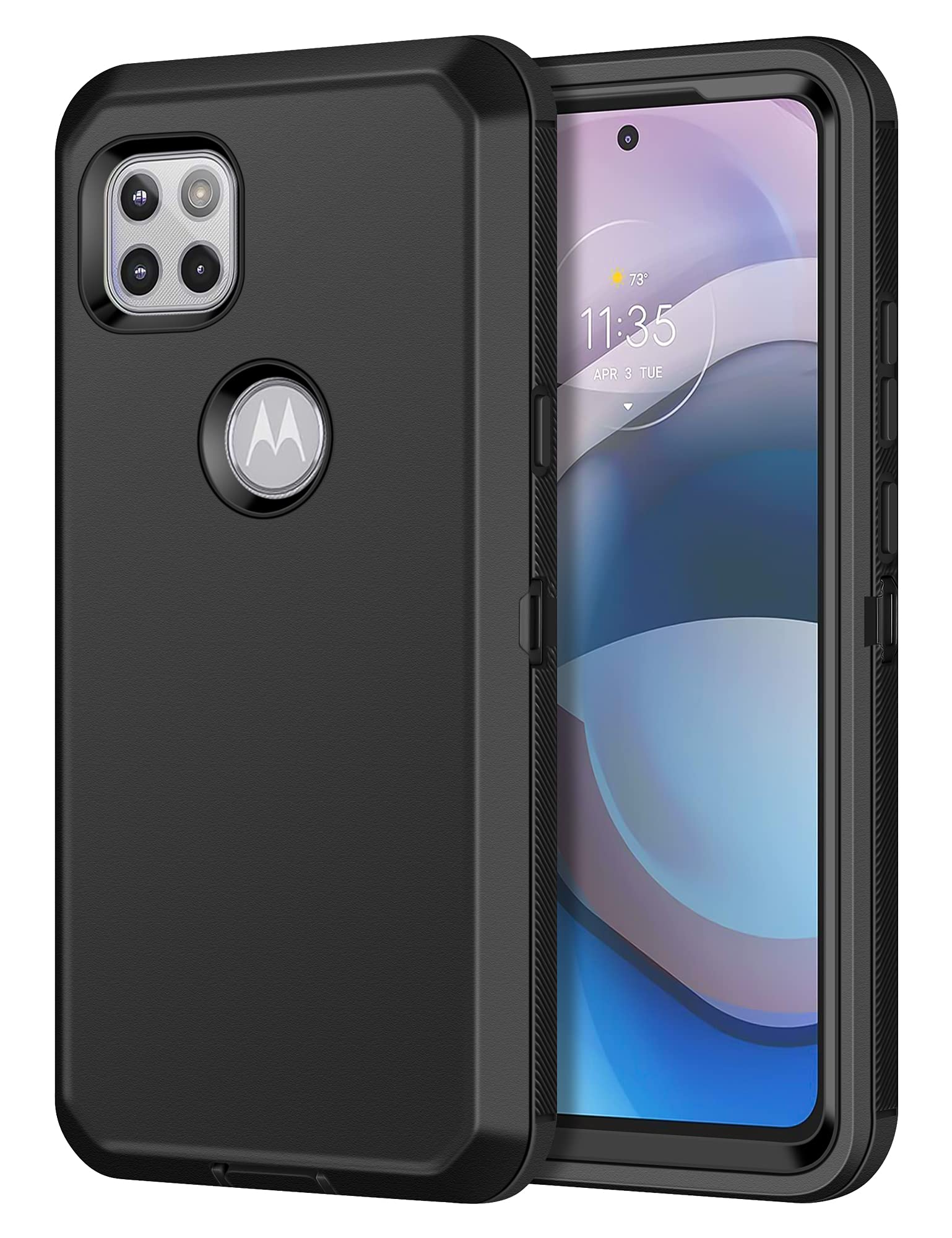 CHEERINGARY for Motorola One 5G Ace Case Protective Shockproof Heavy Duty Anti-Scratch Defensive Case for Men Women Full Body Protection Anti-Slip Case for Motorola One 5G Ace Black