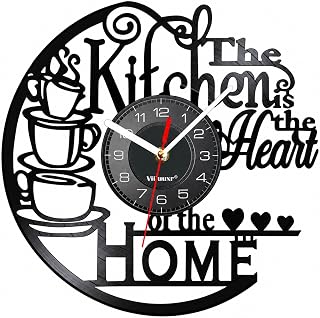 Wanduhr Küche 30 cm, Lautlose Küchenuhr im Vinyl-Look