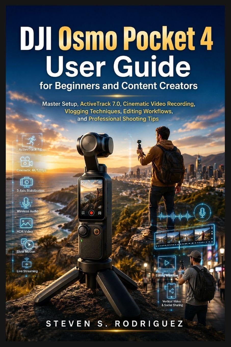 DJI Osmo Pocket 4 User Guide for Beginners and Content Creators: Master Setup, ActiveTrack 7.0, Cinematic Video Recording, Vlogging Techniques, Editing Workflows, and Professional Shooting Tips