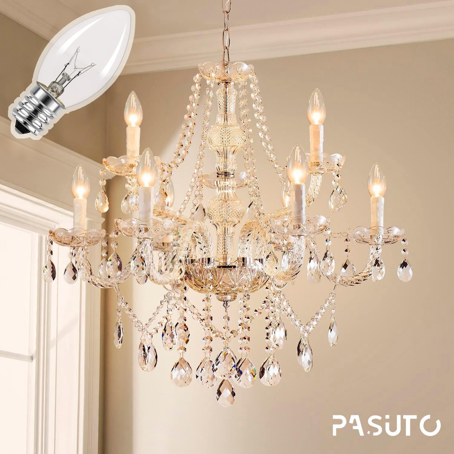 PASUTO 25 Pack C9 Replacement Bulbs Christmas Lights Outdoor, C9 Clear String Lights Repalcement Bulbs Fits in C9/E17 Base, 7W Vintage Christmas Light Bulbs for Indoor Outdoor Home Decorations