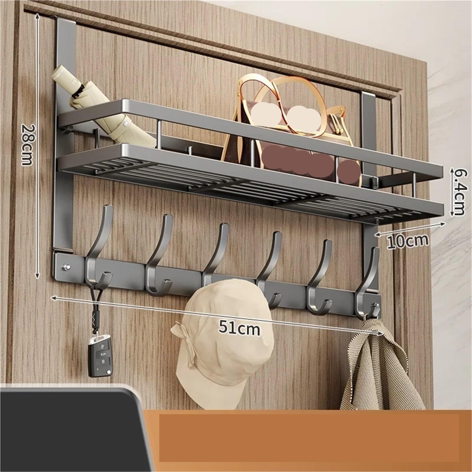 2 colgadores for puerta con 12 ganchos y 1 cesta for colgar abrigos, ropa toallas, organizador for armario de baño Para puertas