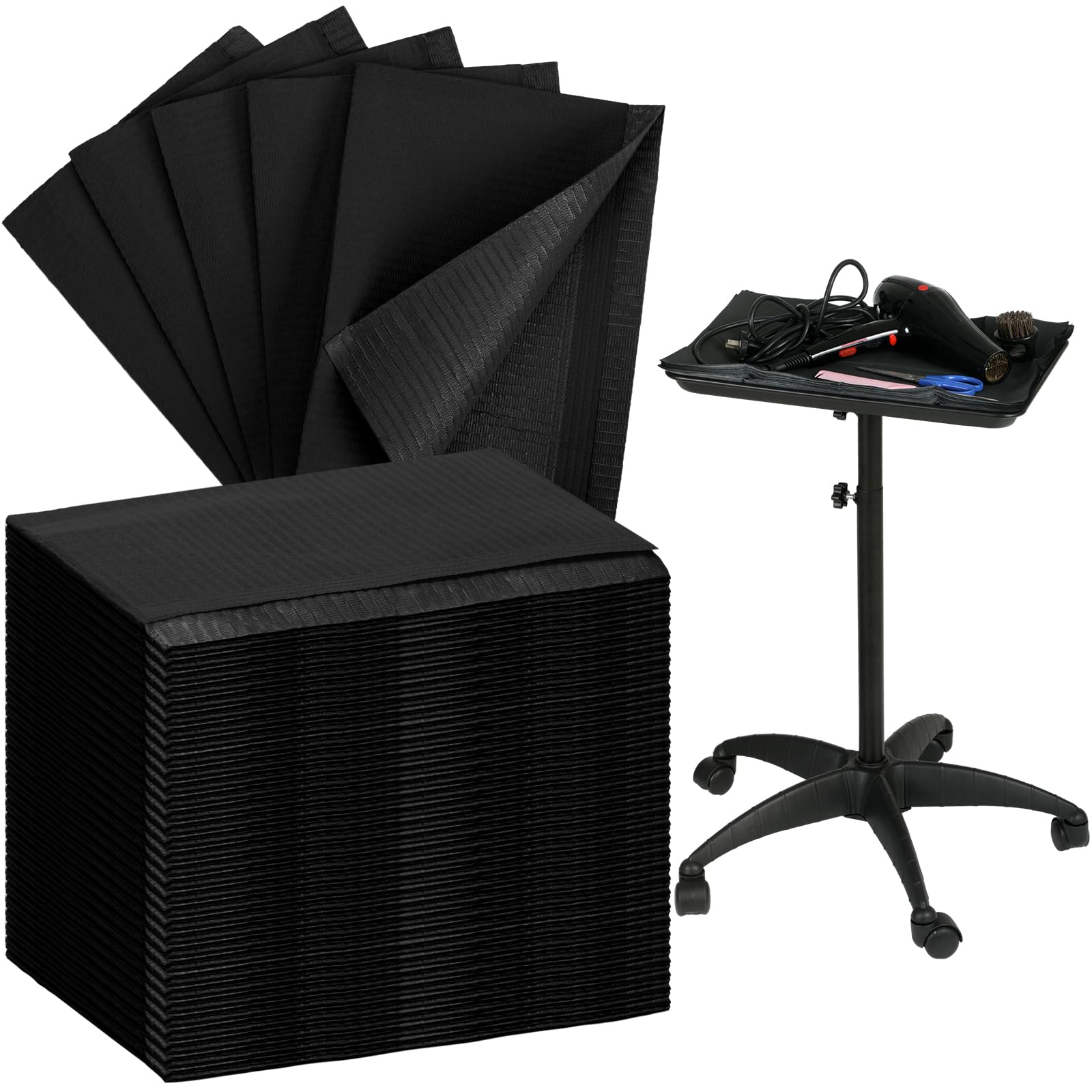 Chivertion 100 Pcs Disposable Salon Tray Cover 13 x 18 Inch Dental Bibs Tattoo Table Covers 3 Ply Waterproof for Nail Salon, Dental Clinic, Feeding,