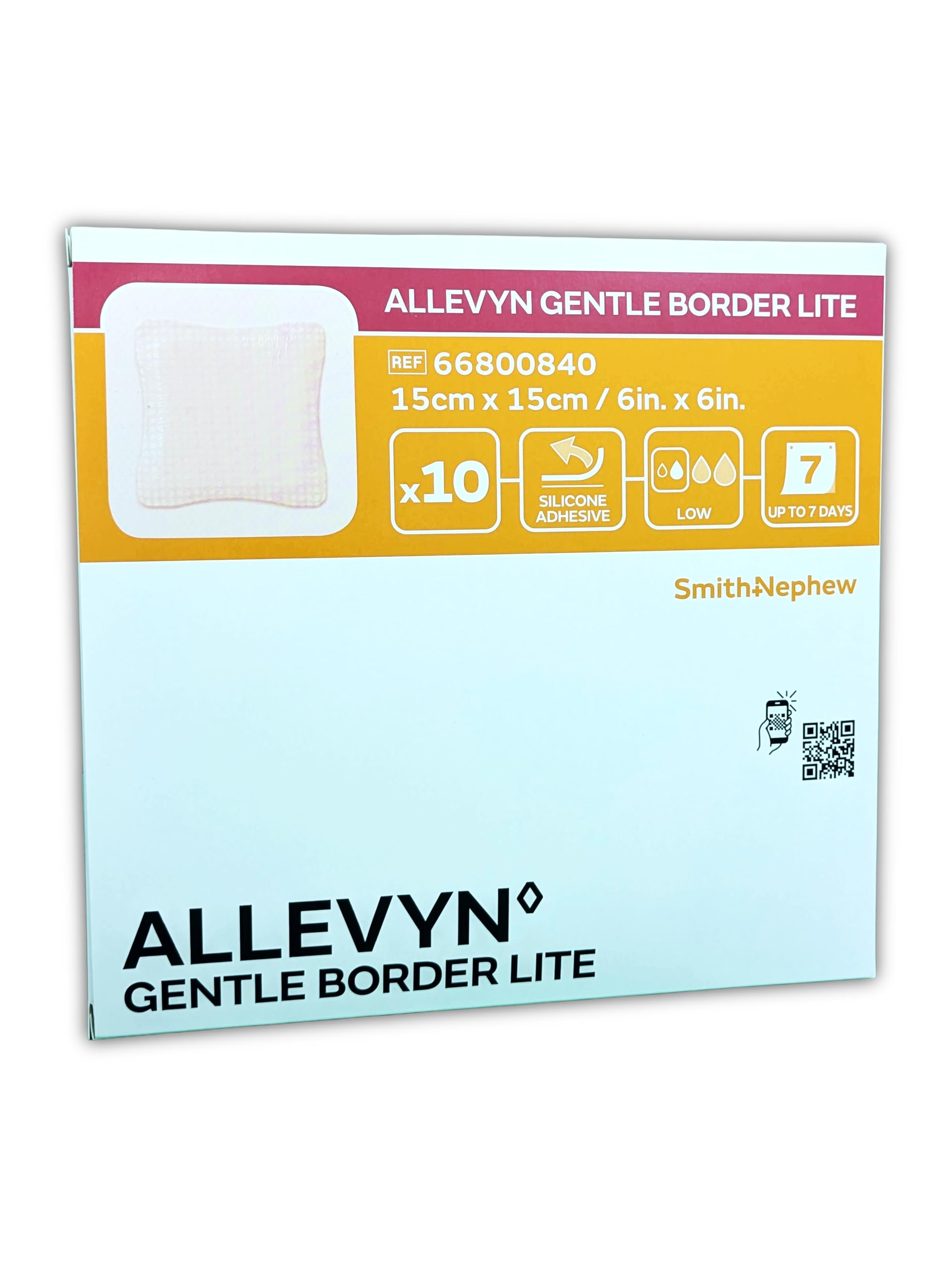Smith+Nephew ALLEVYN Gentle Border Lite 15x15 cm | Apósito Fino de Espuma de Silicona | Impermeable | 10 Unidades