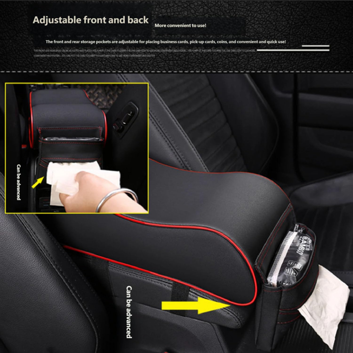Cuscino Bracciolo Auto per Toyota Yaris Cross 2021-2026 Rialzo Consolle Centrale Memory Foam Supporto Braccio Accessorio Interni con Tasca Laterale,Black Style