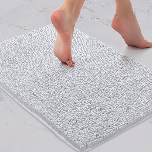 Miniatura 3 de LuxUrux - Juego de alfombrillastapetes de microfibra de felpilla extrasuave de 1 pulgada color blanco para decoración del bañoducha, muy