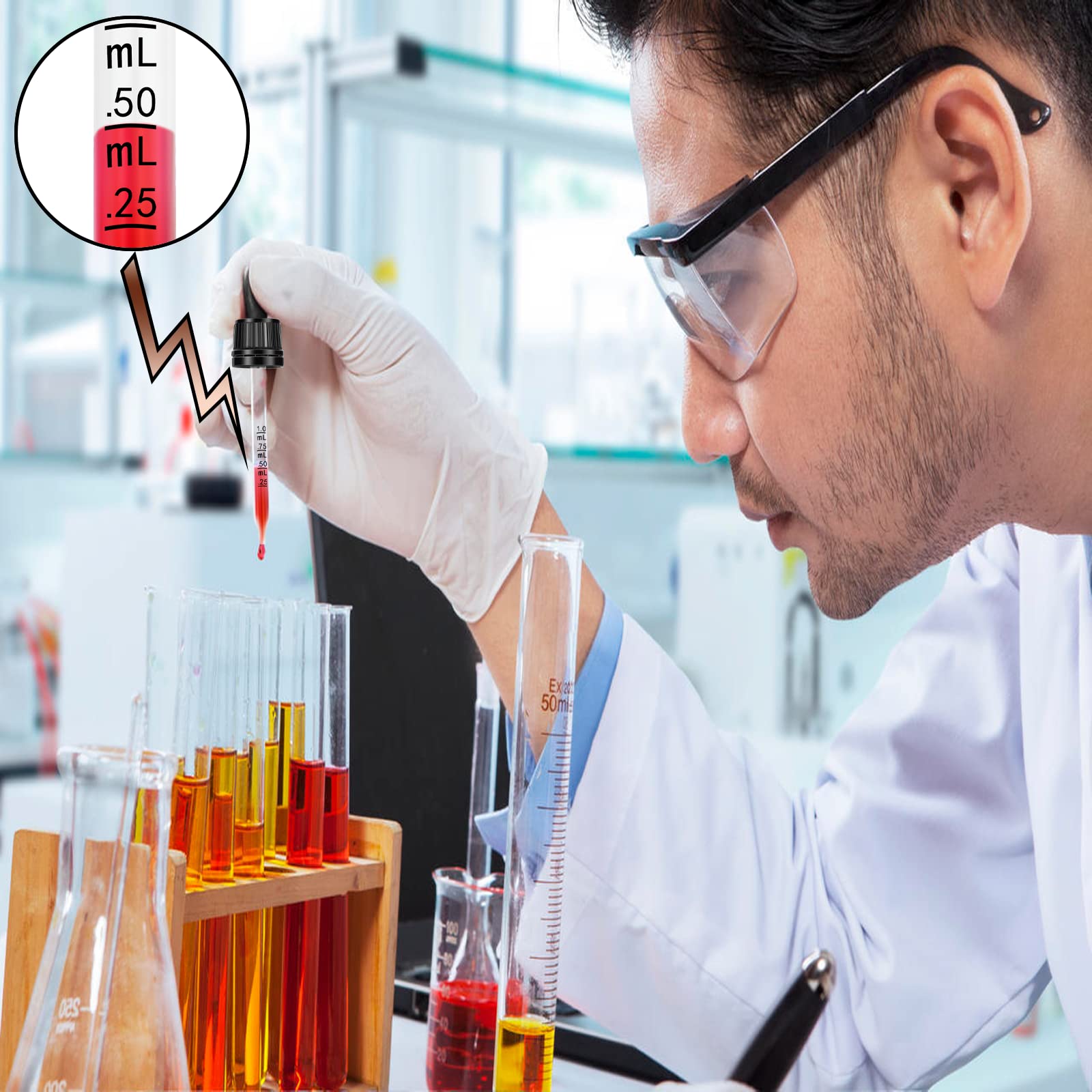 Nuts OT nuts Ambrato Bottiglie Contagocce 10ml Pipette Contagocce Boccette con Pipetta 18 Pcs Marrone Contagocce Vetro con Imbuti, Tappo Nero per Laboratorio, Aromaterapia, Olio Essenzial