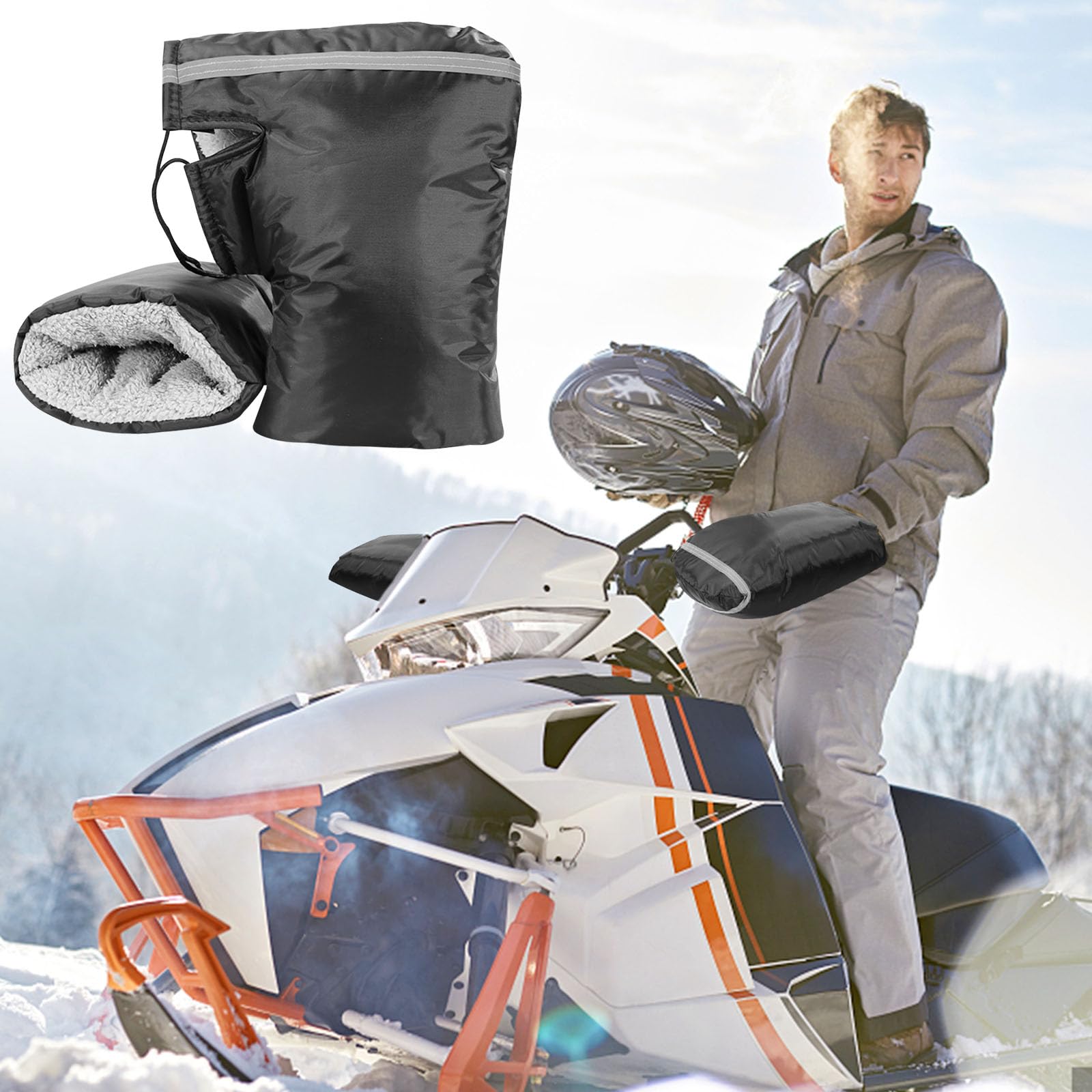 HKSCKJ Gants Guidon Moto/Vélo Hiver – Doublure Peluche Chaude – Imperméable Antidérapant Réfléchissant