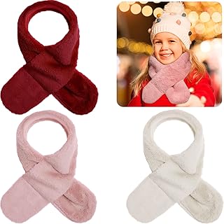SATINIOR 3 Pcs Kids Winter Fleece Scarf Toddler Scarf Adjustable Children Neck Warmer Scarf (Wine Red, Pink, Apricot), average size