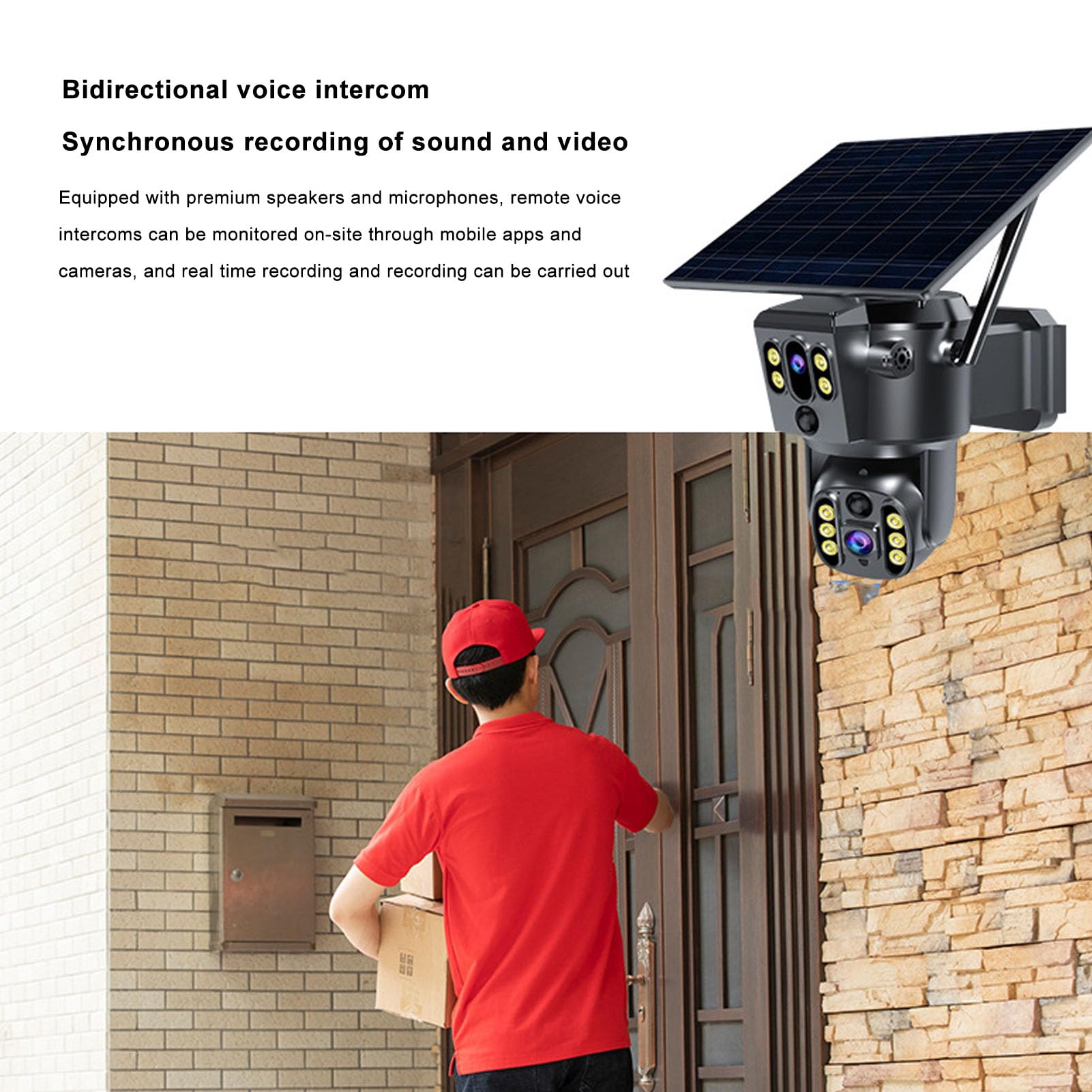 Cuifati 4K 8MP Solar Security Camera, 4G Podwójny Obiektyw Domowy Aparat, Kamera Zasilana Słonerem z pełną kolorą noktowizją, dwukierunkową Interkomem Głosowym, śledzenie Humanoidalne