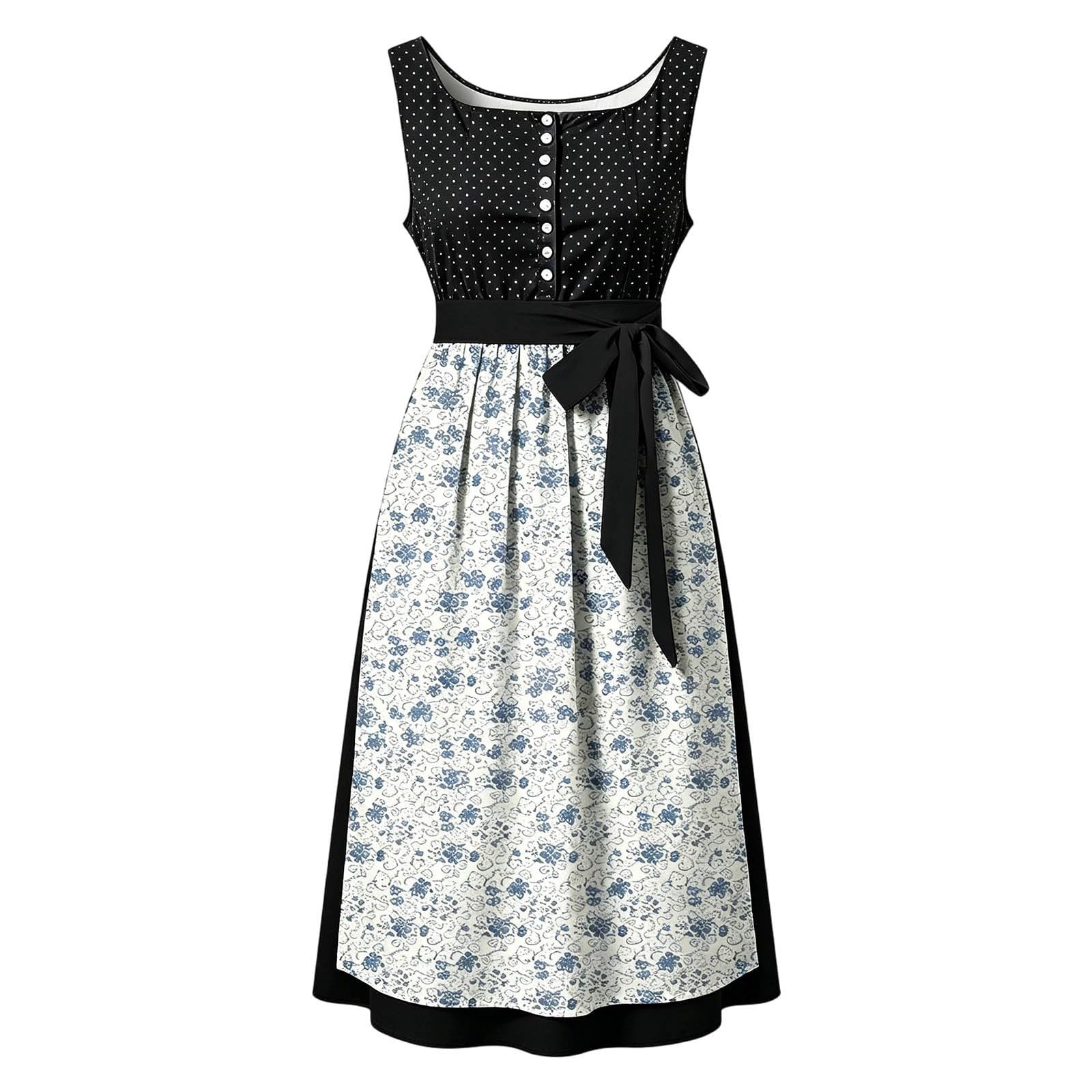 Generisch Vestido tirolés 2026 con lazo de cordones para elegante vestido de fiesta hasta el suelo con banda en la cintura, corte victoriano, ideal para celebraciones, ocio, todo el año
