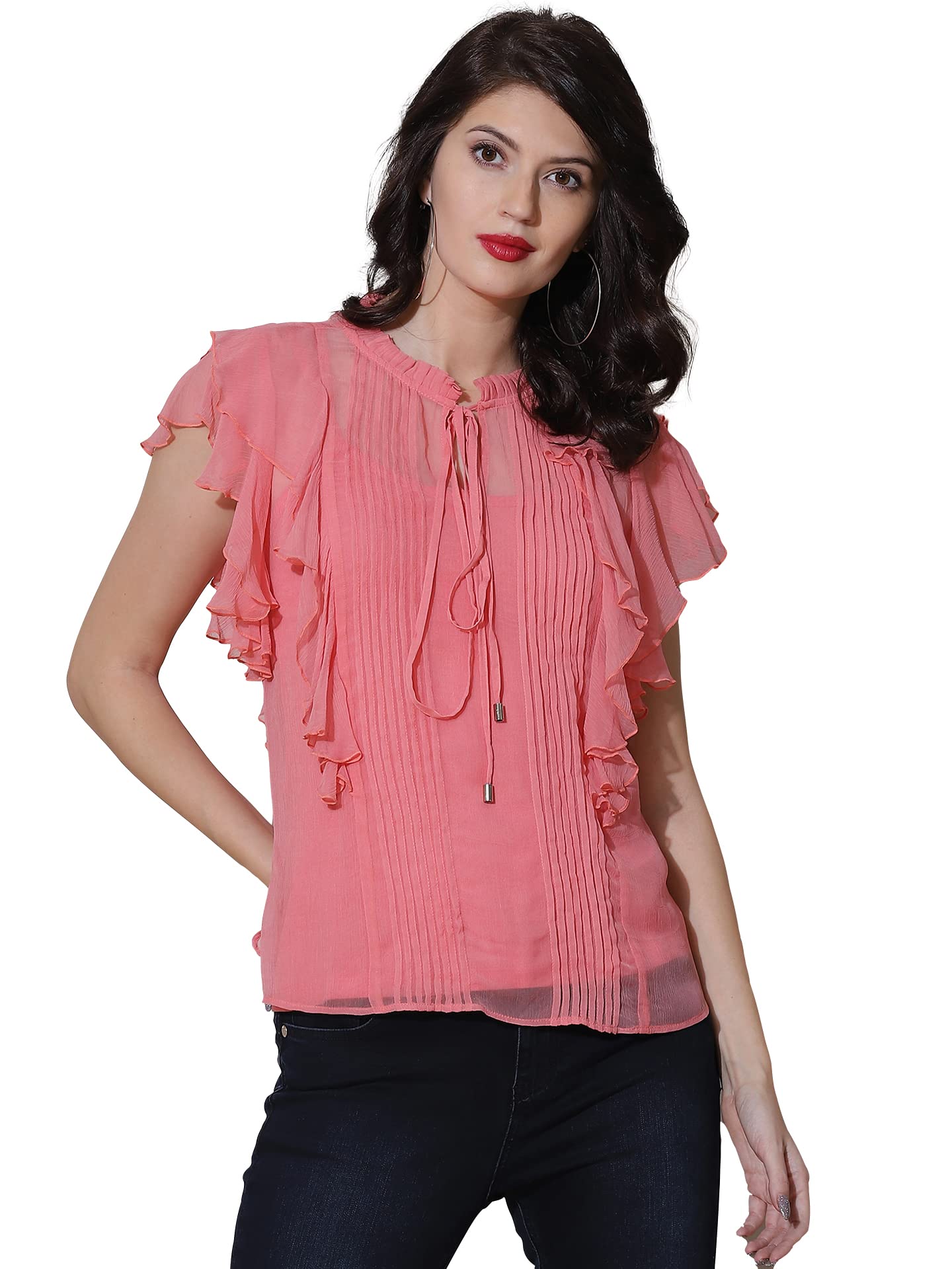 Label RITU KUMARCandy Pink Tie-Up Top with Camisole