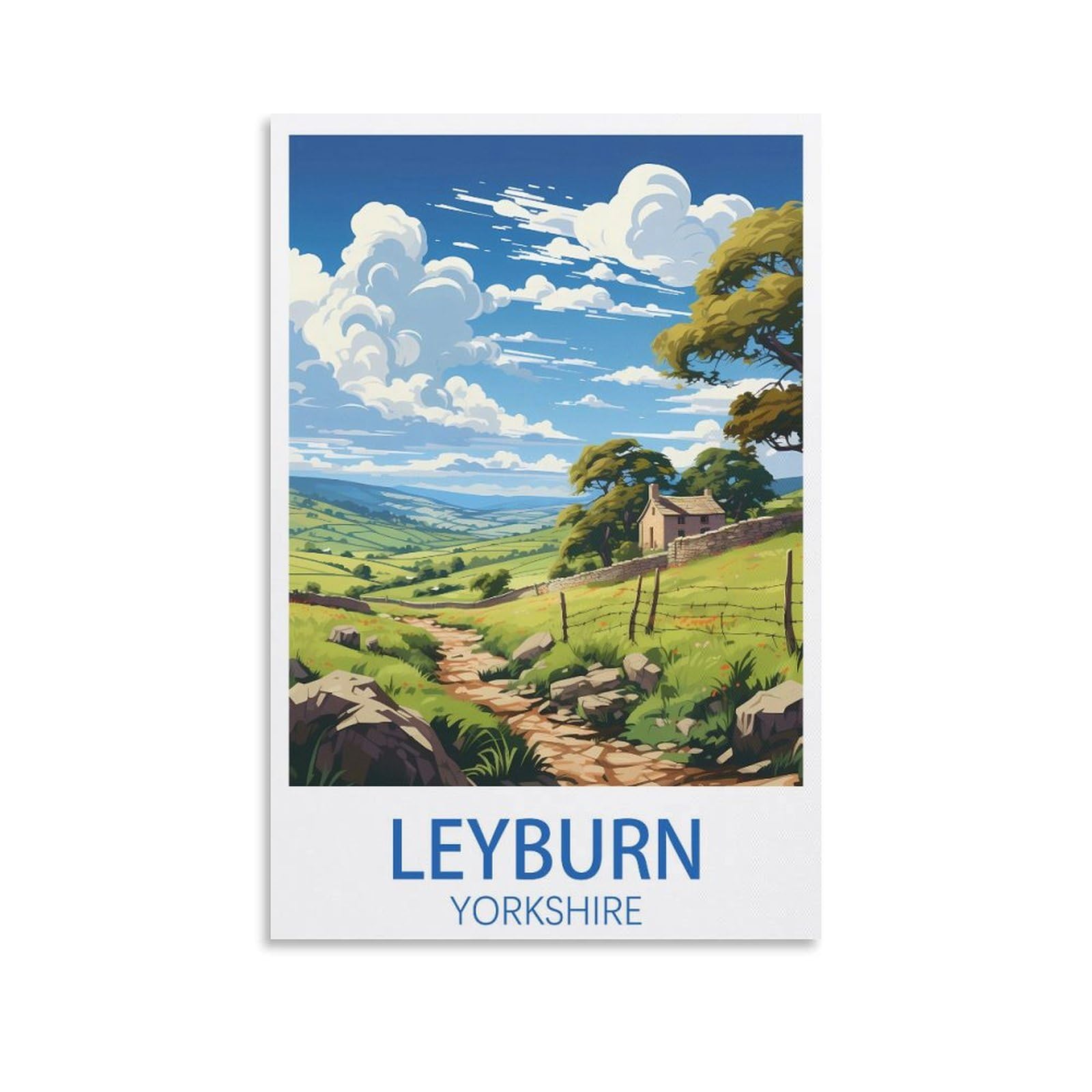 EZMLFA 5D Diamond Art Kits Adults,Leyburn Yorkshire,Round Dots Diamond DIY Kits Pictures for Wall Decor Home Office Decoration 40x40cm