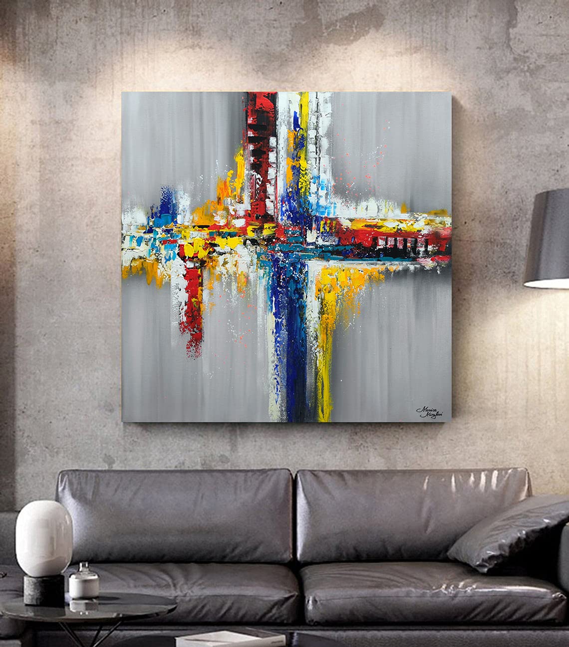 Monica Mirafiori I 90x90 cm I Tableau Peint à la Main I Modèles Tableau I Peintre Moderne I Tableaux Peintures I Toile sur Cadre en Bois