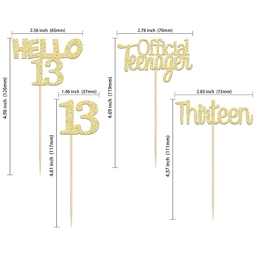 Miniatura 145 de Gyufise 24 piezas de adornos dorados para cupcakes de 10.º cumpleaños con purpurina dorada de doble dígito Hello 10 Ten Cupcake Picks para fiesta