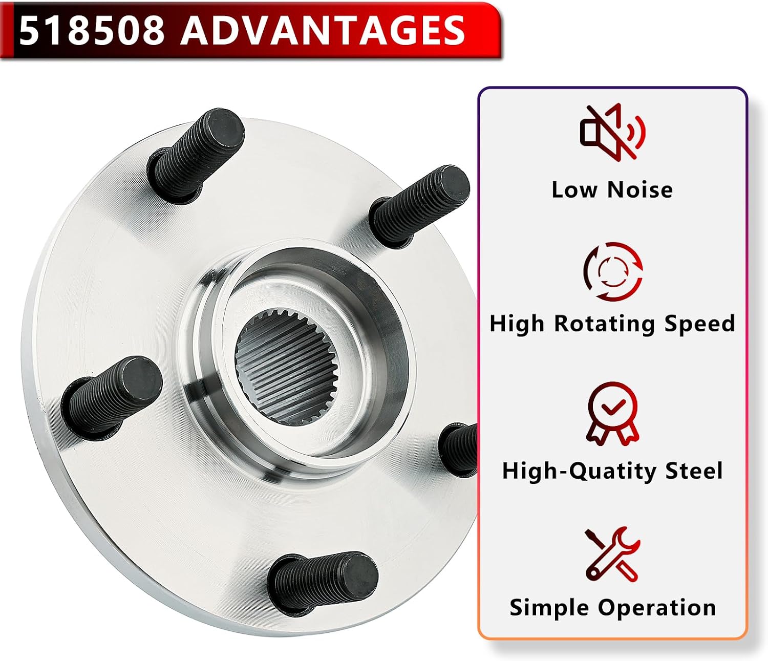518508 Front Wheel Bearing and Hub for Lexus RX300 1999-2003 AWD, for Toyota Camry 1992-2001 2.2L, for Toyota Solara 1999-2001 2.2L, for Camry 2002-2003 2.4L, for Solara 2002-2003 2.4L